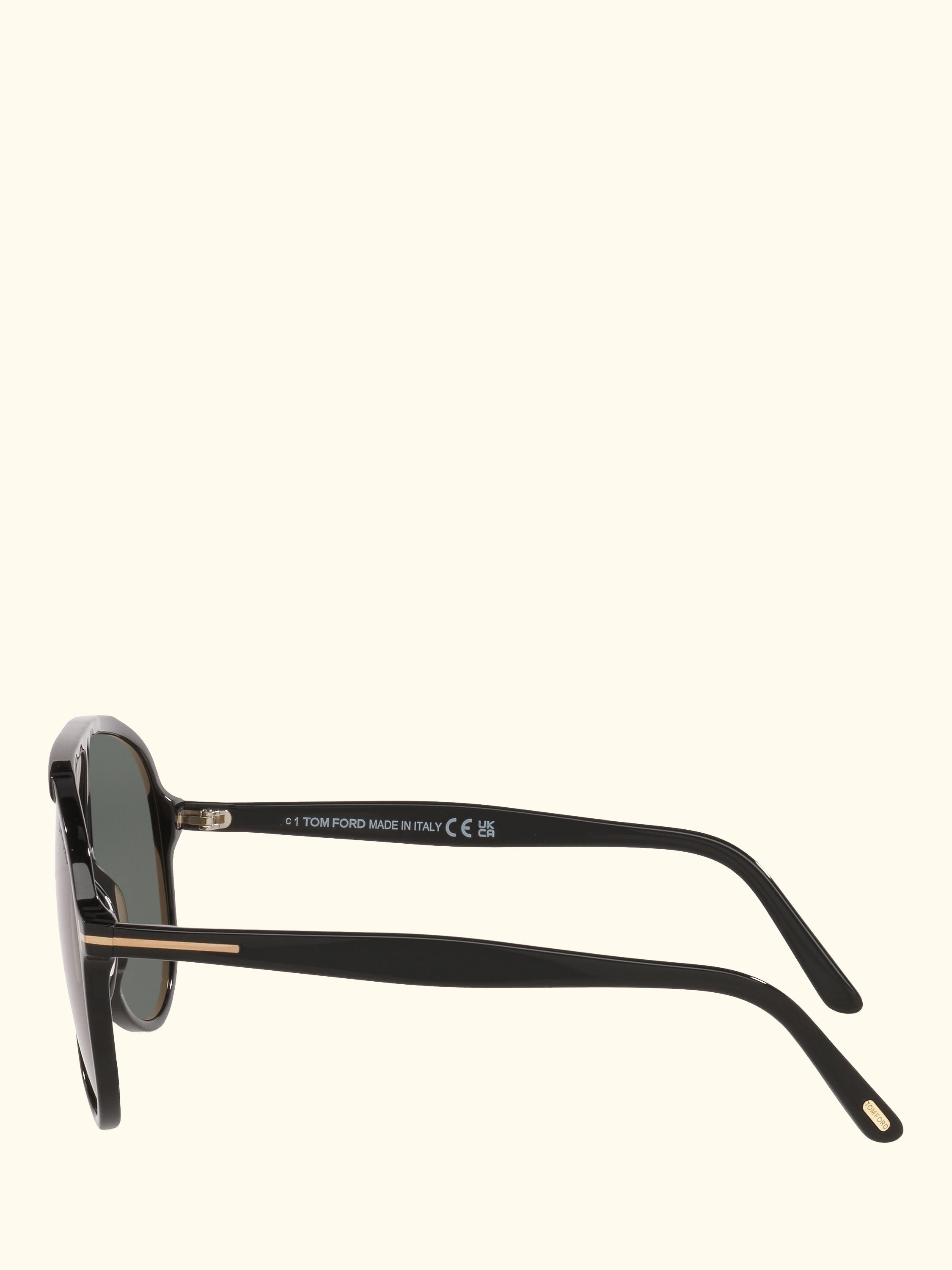 TR001986 Men's Oval Sunglasses, Black/Green