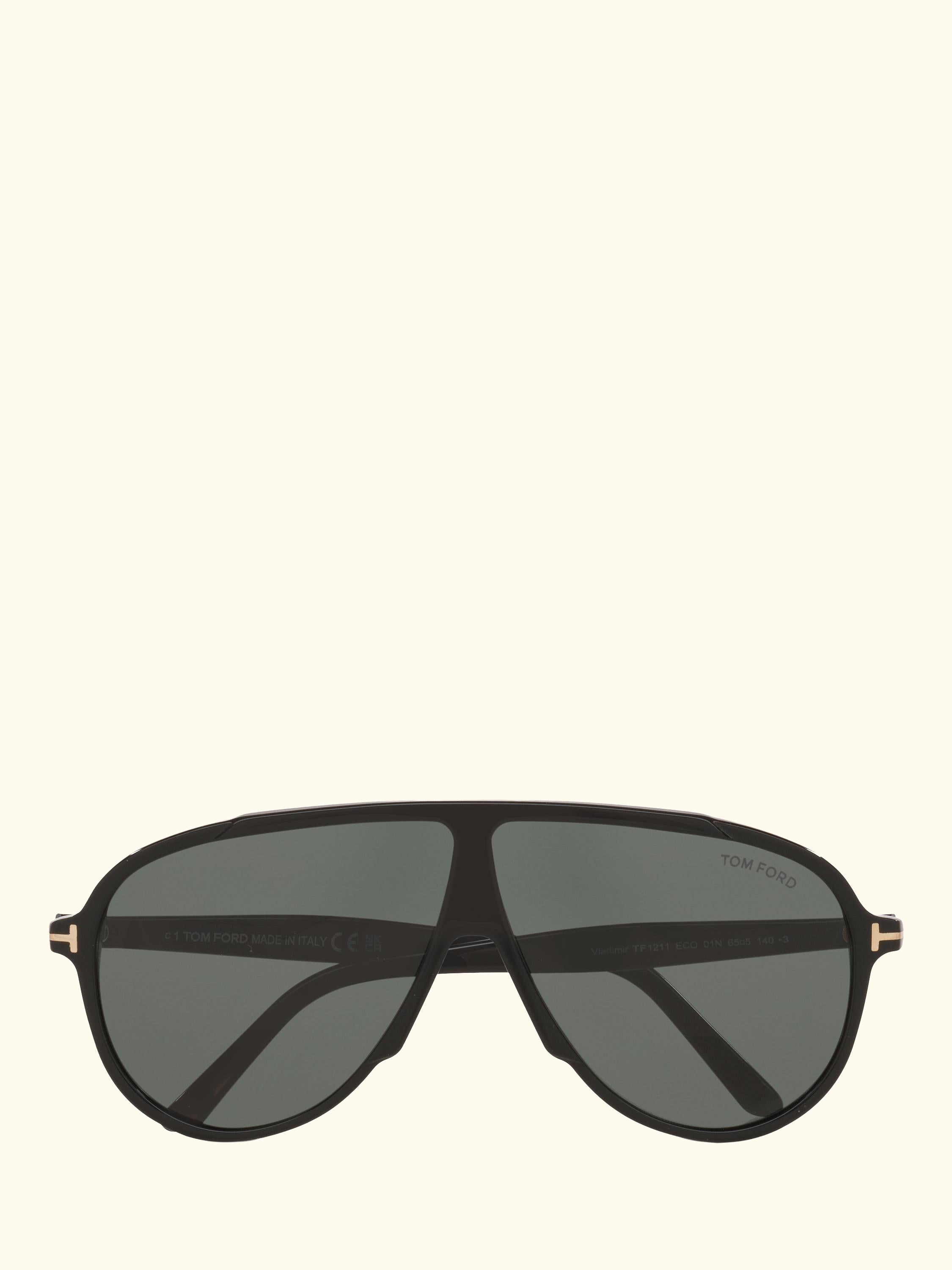TR001986 Men's Oval Sunglasses, Black/Green