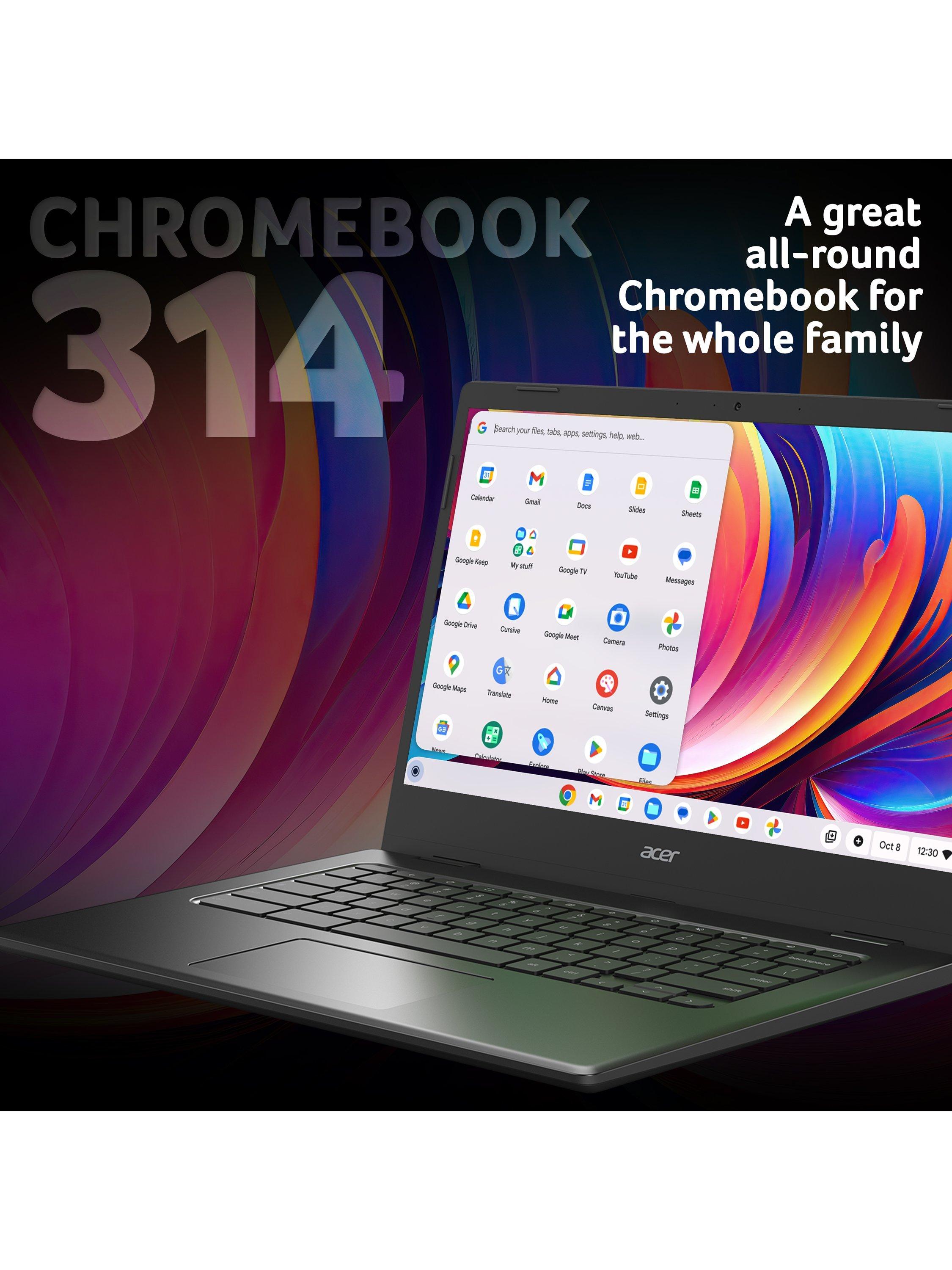 Chromebook 314 Laptop, Intel Celeron Processor, 4GB RAM, 64GB eMMC, 14" Full HD, Black