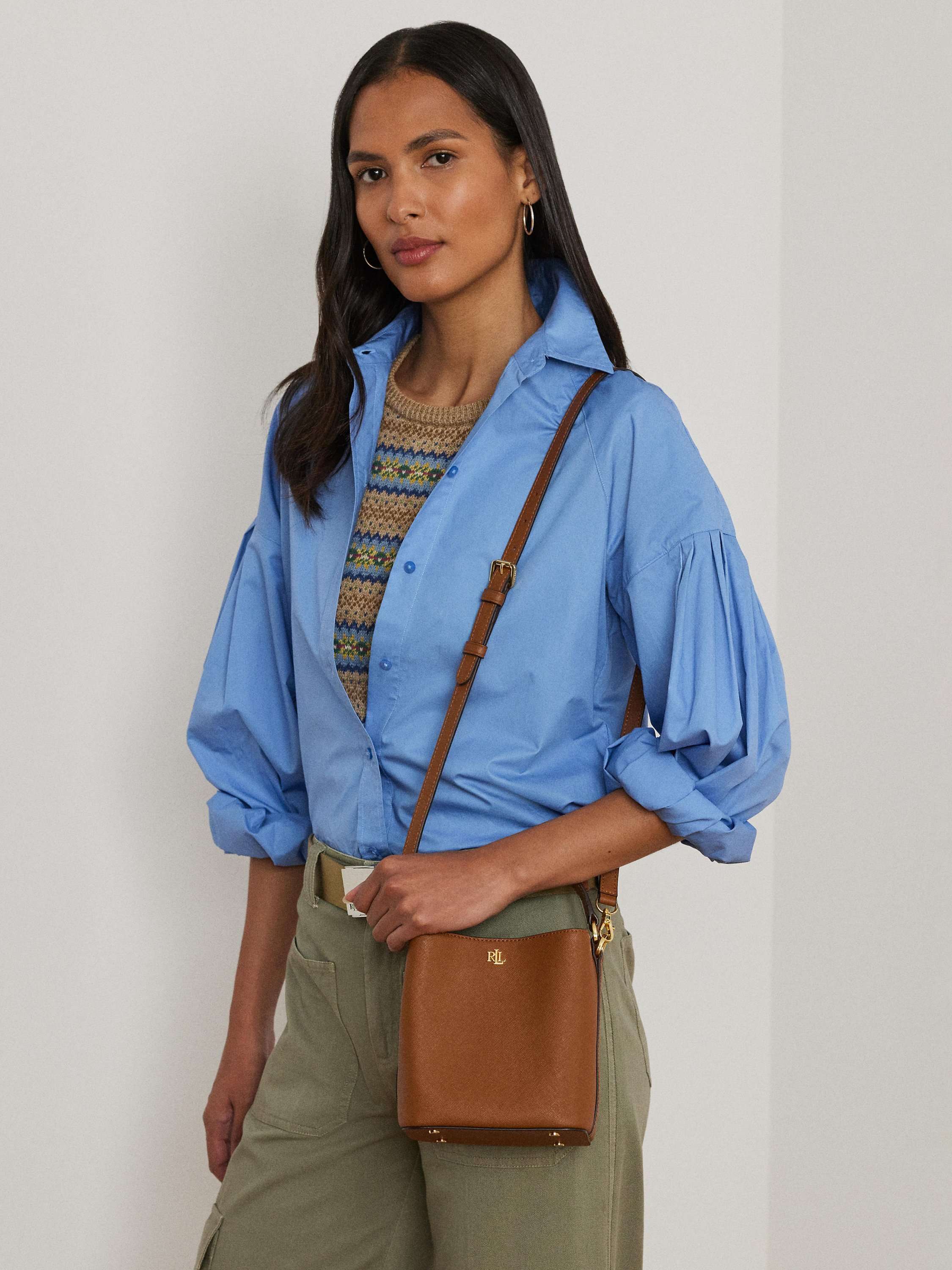 Lauren Ralph Lauren Reese Small Leather Bucket Bag, Tan