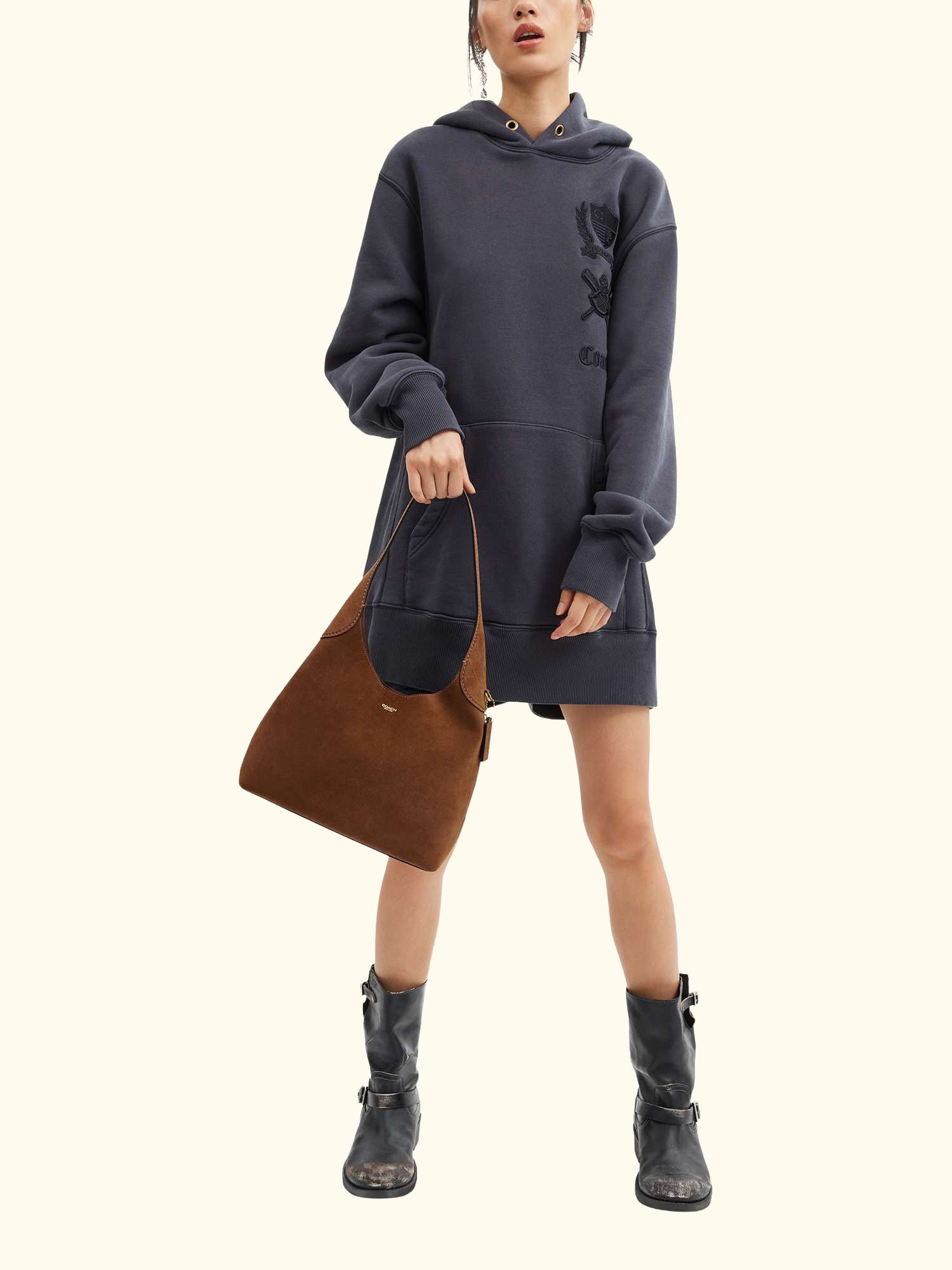 Brooklyn Suede Hobo 28 Bag, Brown