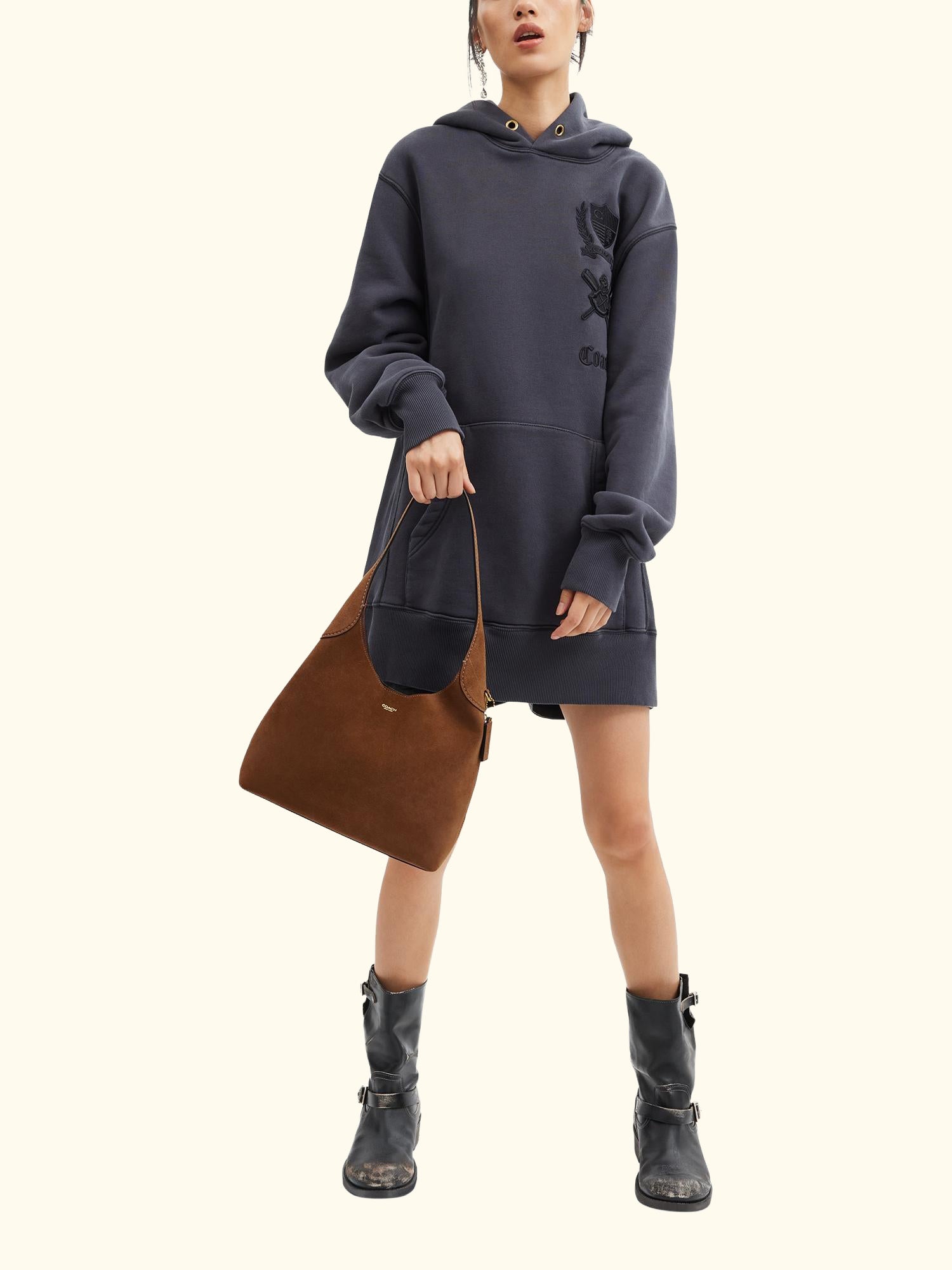 Brooklyn Suede Hobo 28 Bag, Brown