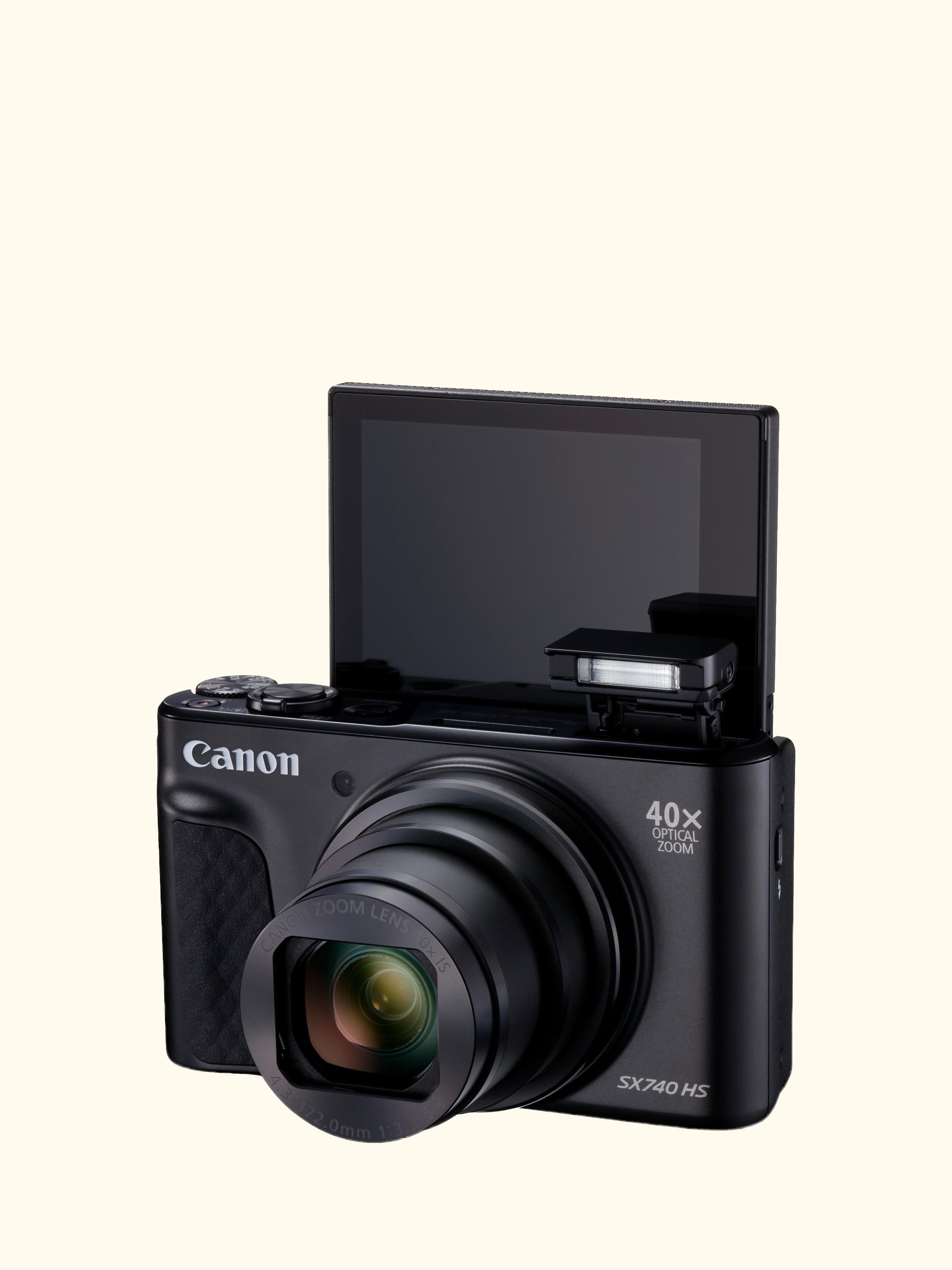 PowerShot SX740 HS Lite Edition Digital Camera, 4K Ultra HD, 20.3MP, 40x Optical Zoom, Wi-Fi, Bluetooth,  3" Tiltable Screen, Black