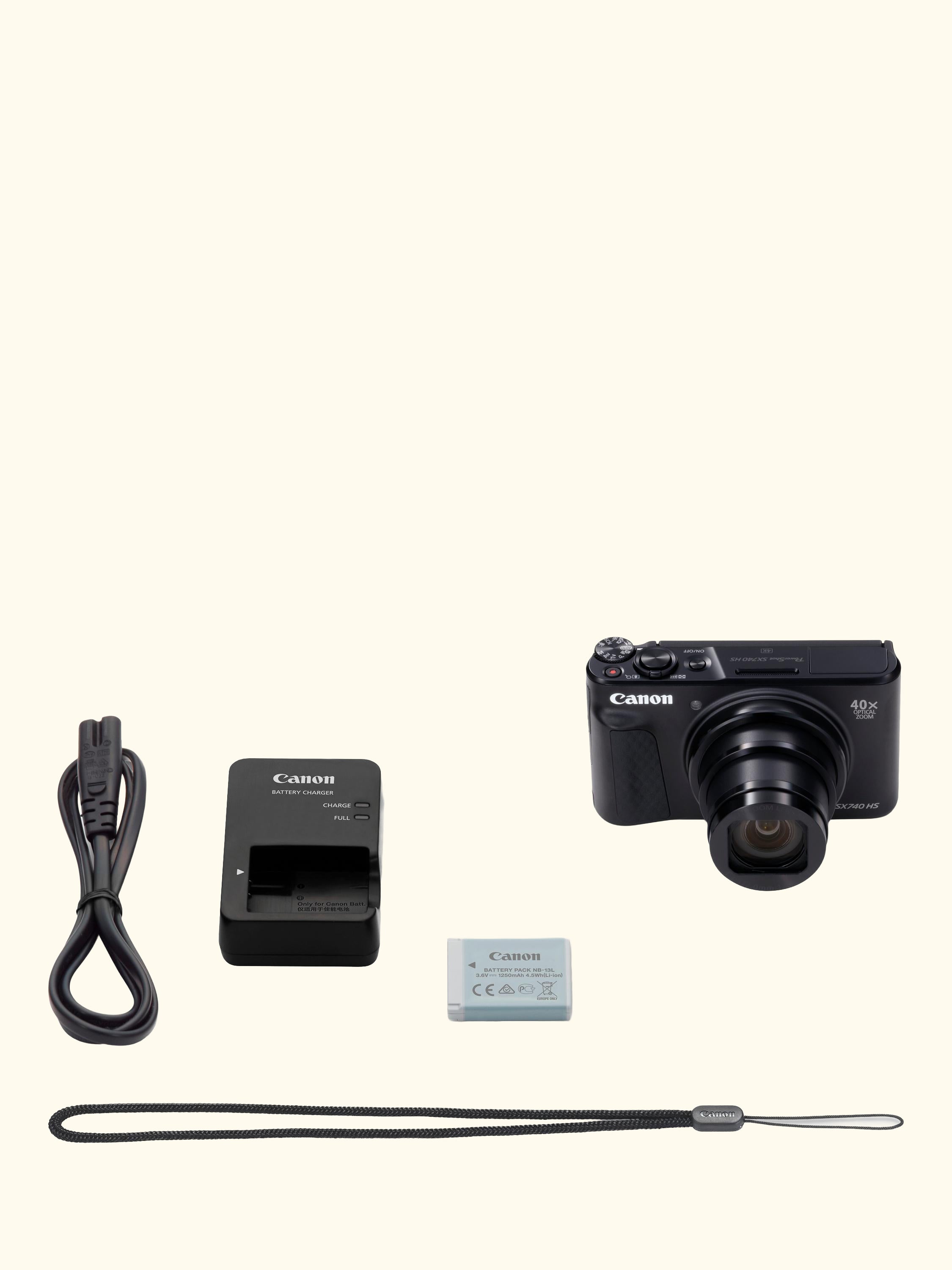 PowerShot SX740 HS Lite Edition Digital Camera, 4K Ultra HD, 20.3MP, 40x Optical Zoom, Wi-Fi, Bluetooth,  3" Tiltable Screen, Black