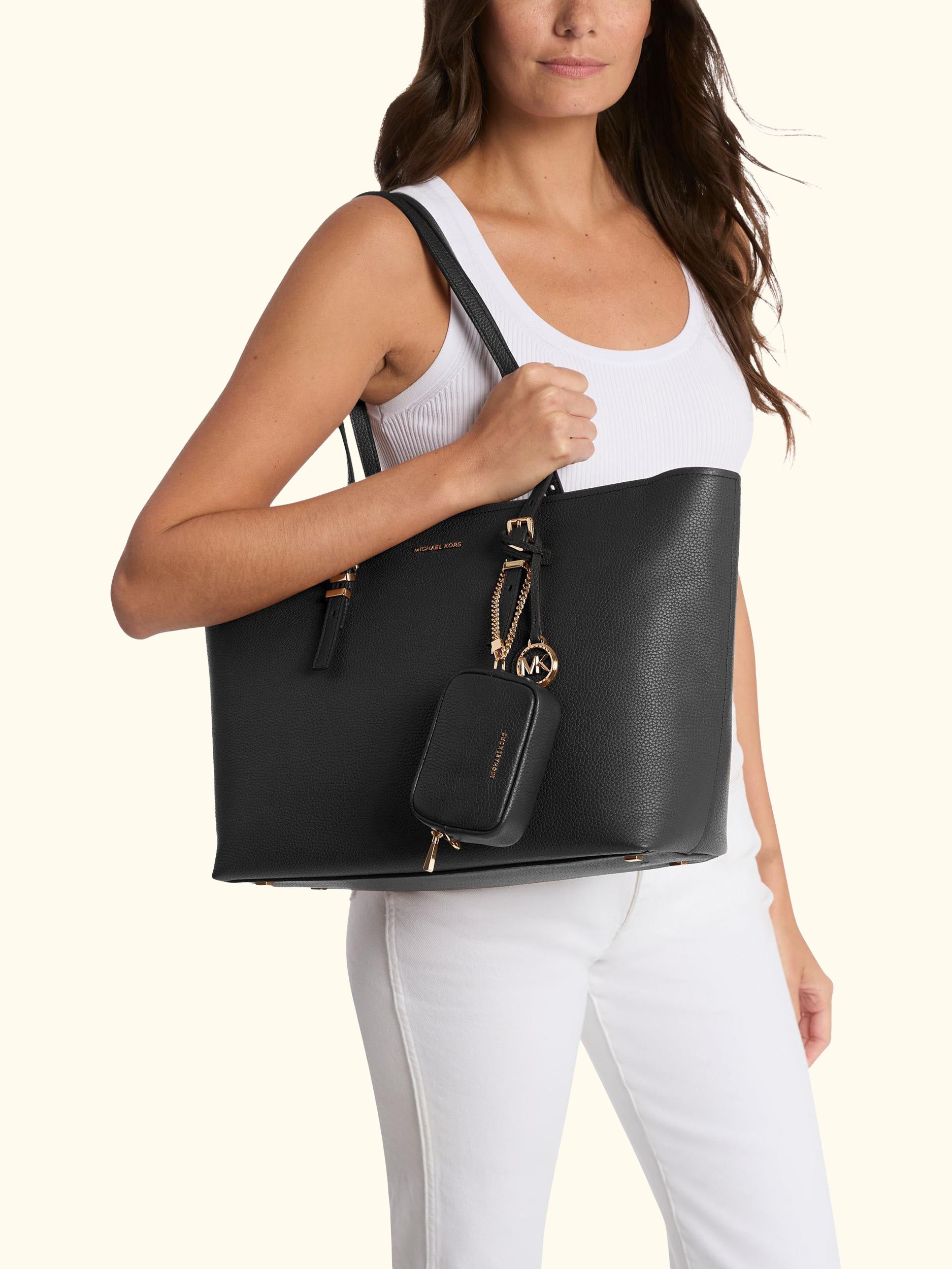 Quinn Large Leather Tote Bag, Black
