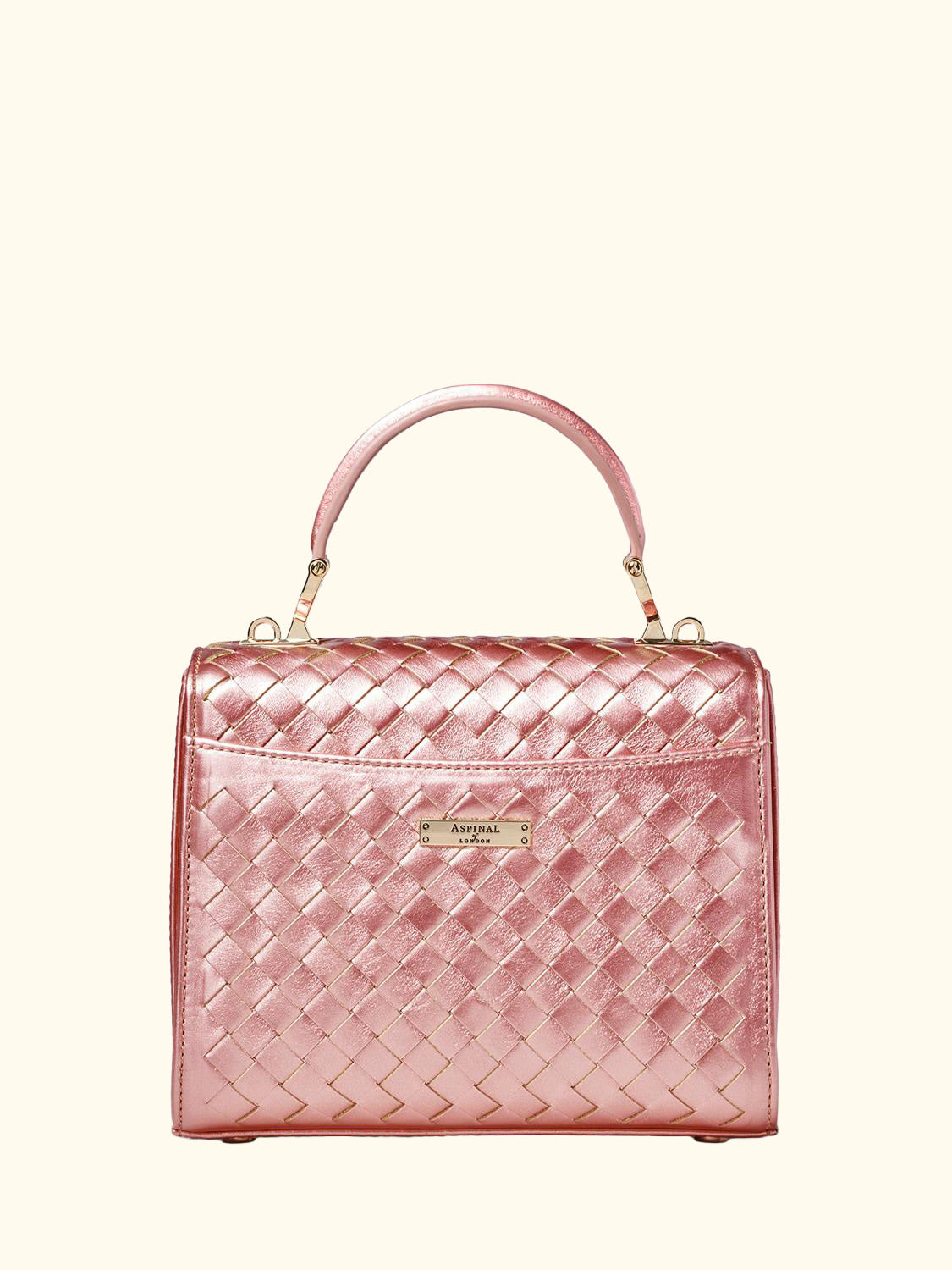 Mayfair Woven Metallic Leather Midi Top Handle Bag