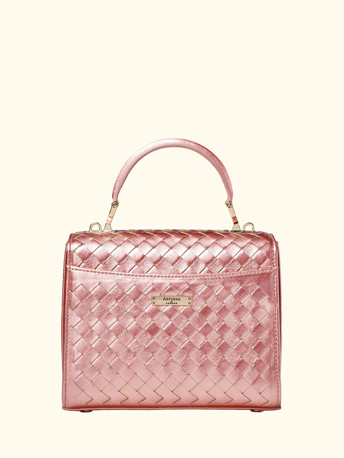Mayfair Woven Metallic Leather Midi Top Handle Bag