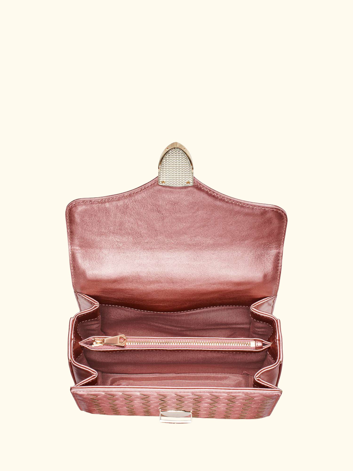 Mayfair Woven Metallic Leather Midi Top Handle Bag