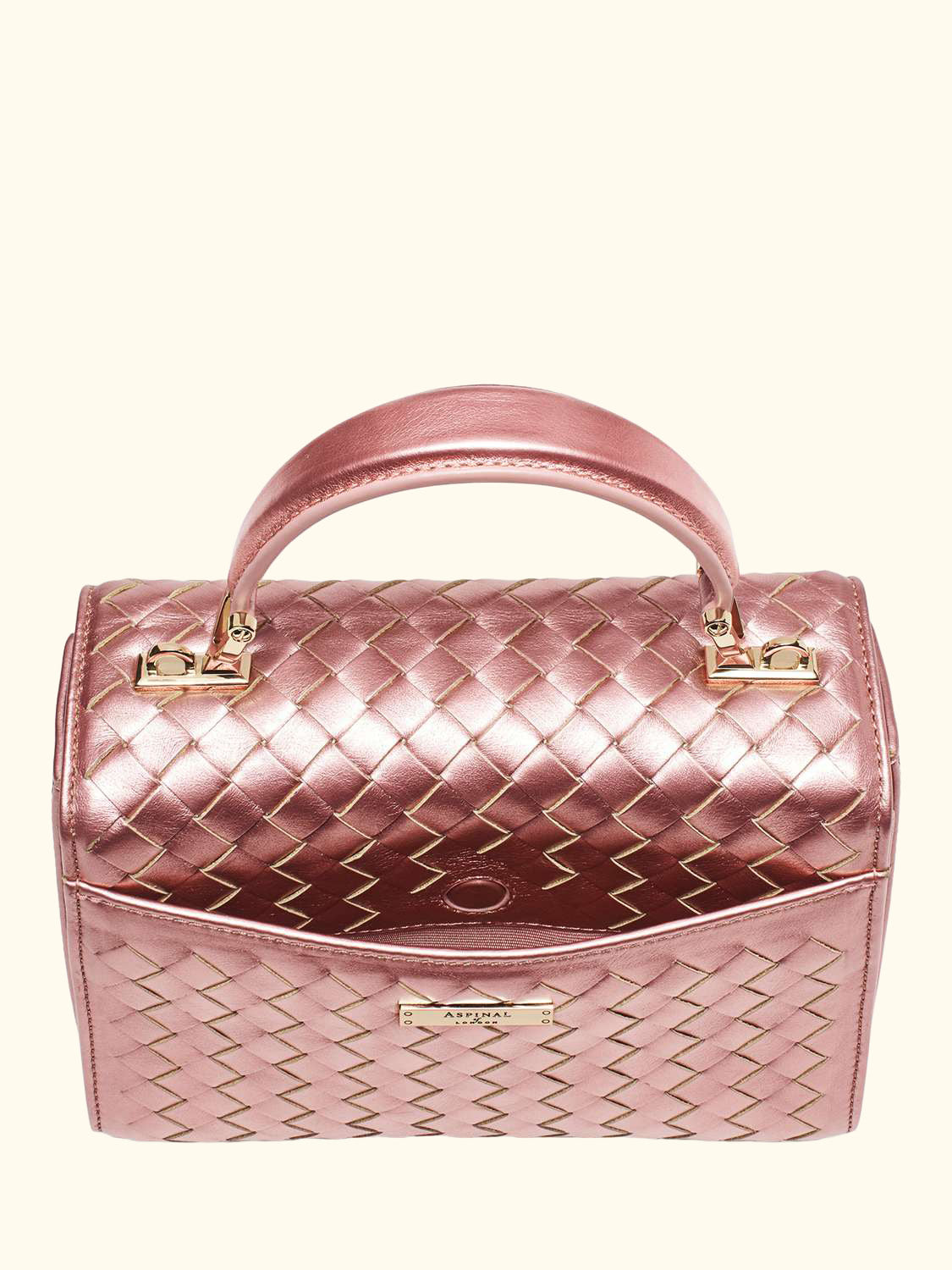 Mayfair Woven Metallic Leather Midi Top Handle Bag