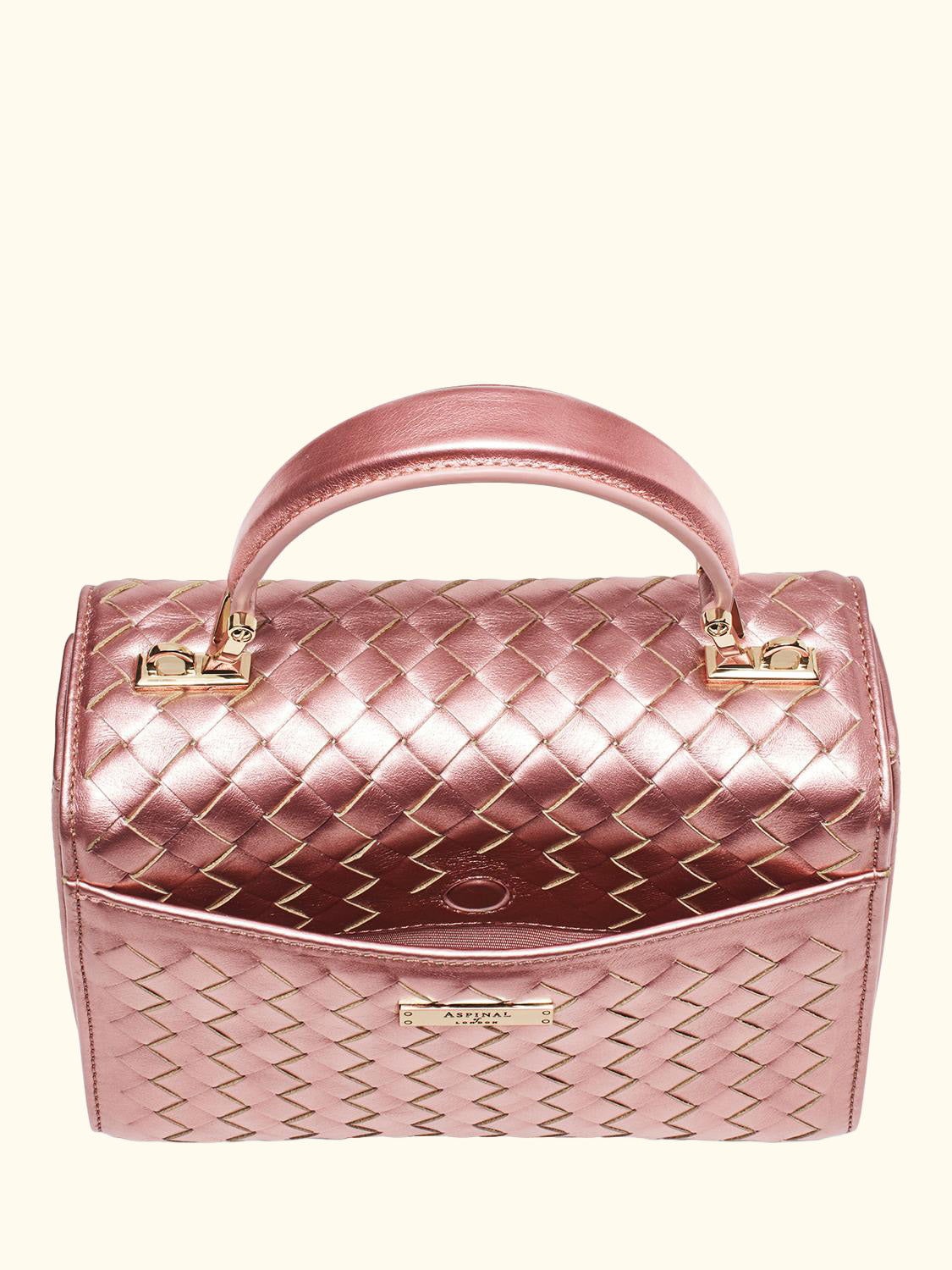 Mayfair Woven Metallic Leather Midi Top Handle Bag