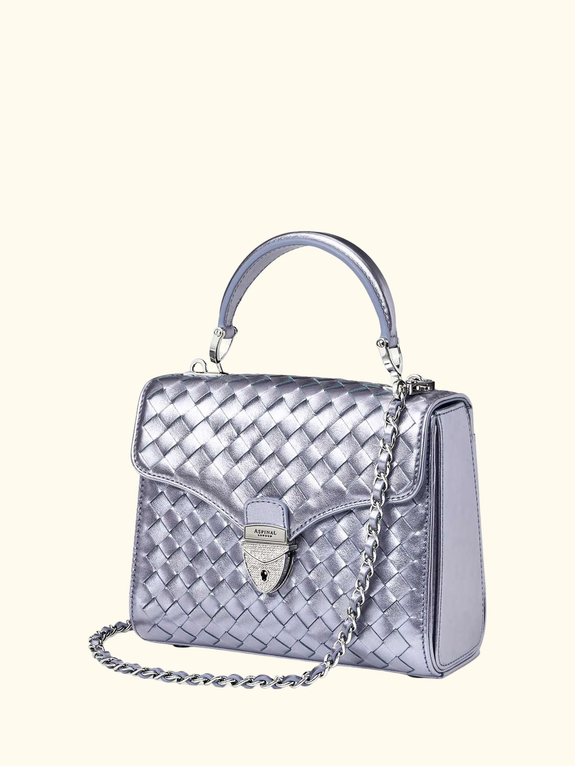 Mayfair Woven Metallic Leather Midi Top Handle Bag