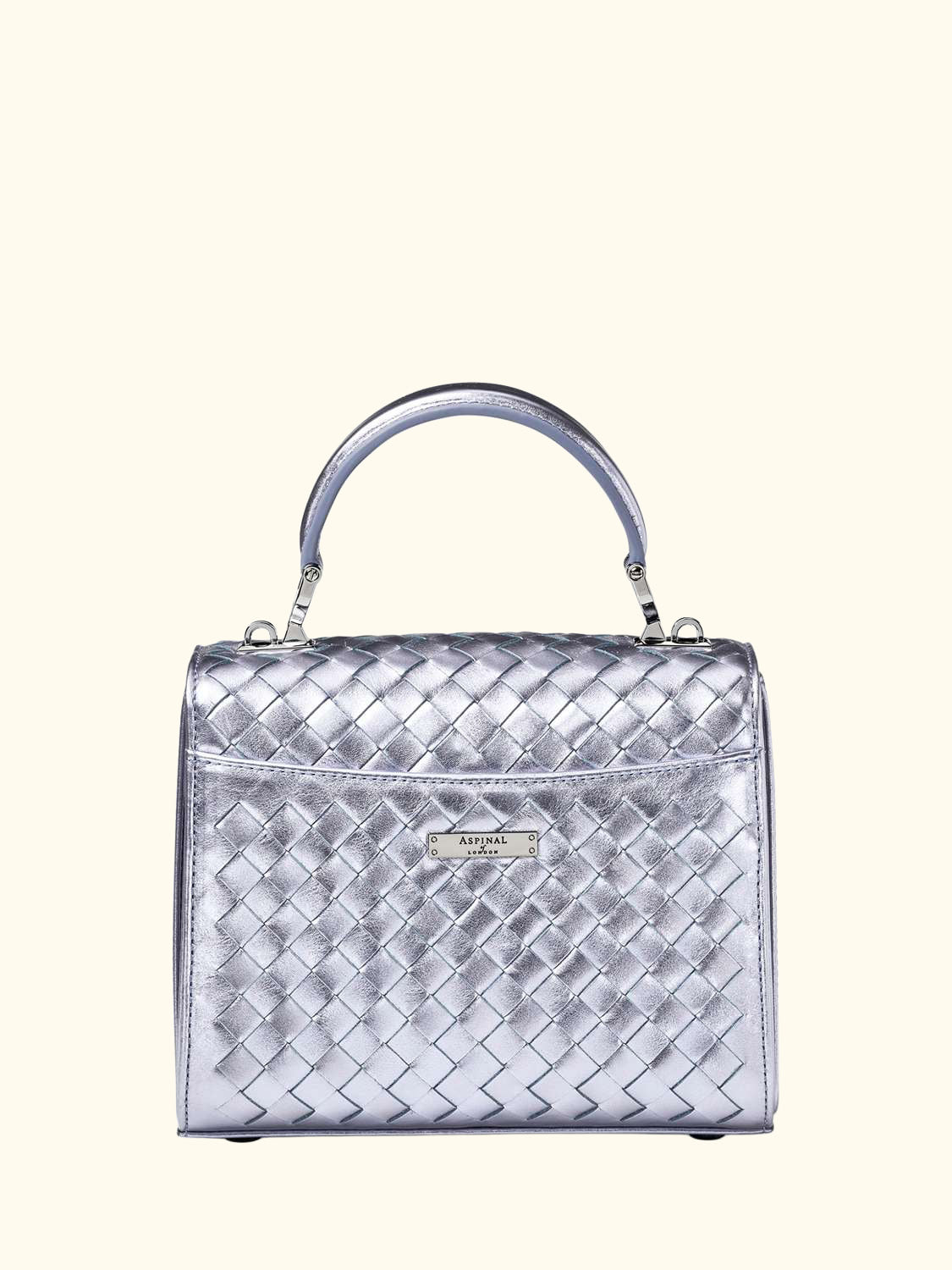 Mayfair Woven Metallic Leather Midi Top Handle Bag