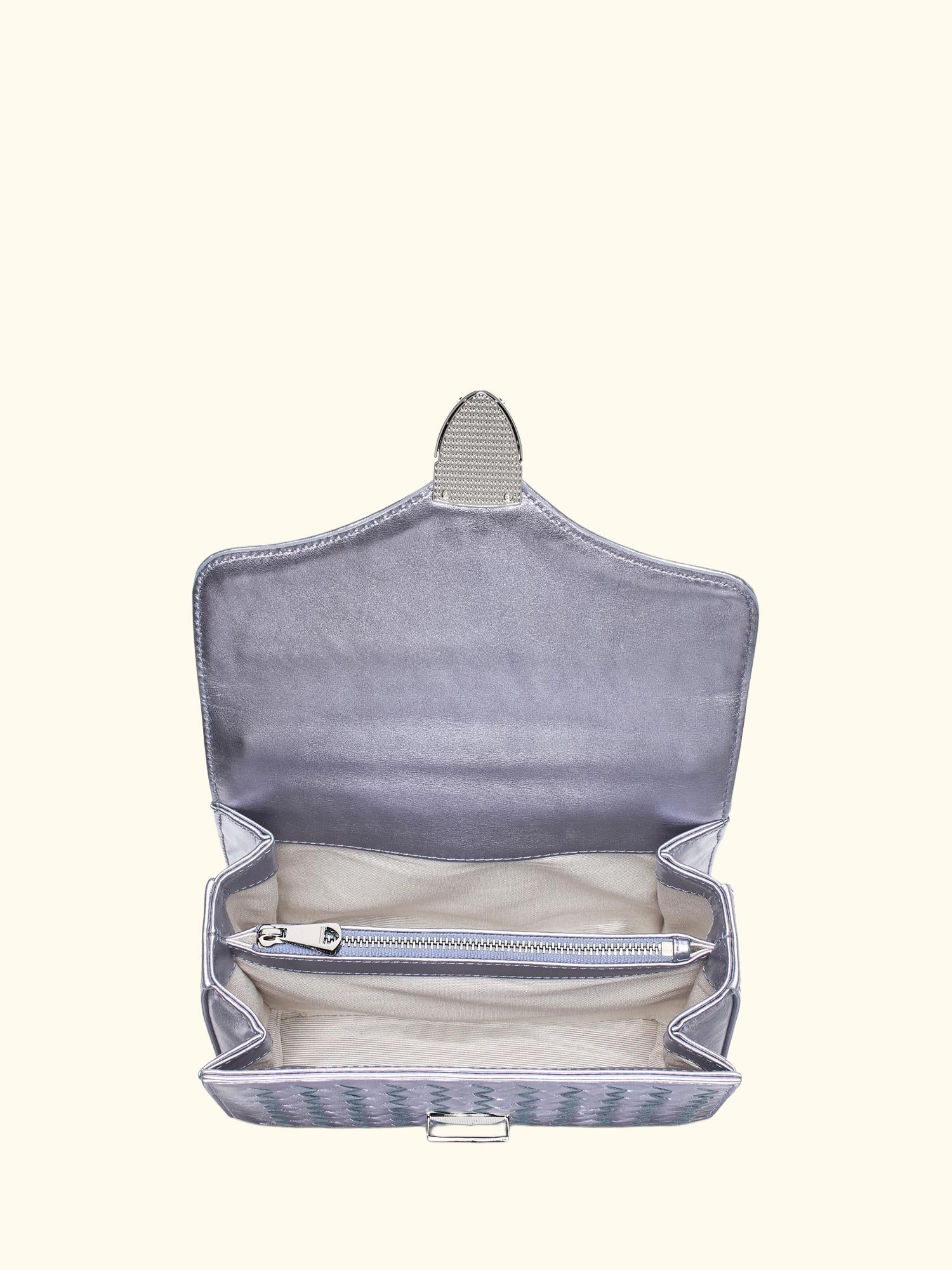 Mayfair Woven Metallic Leather Midi Top Handle Bag
