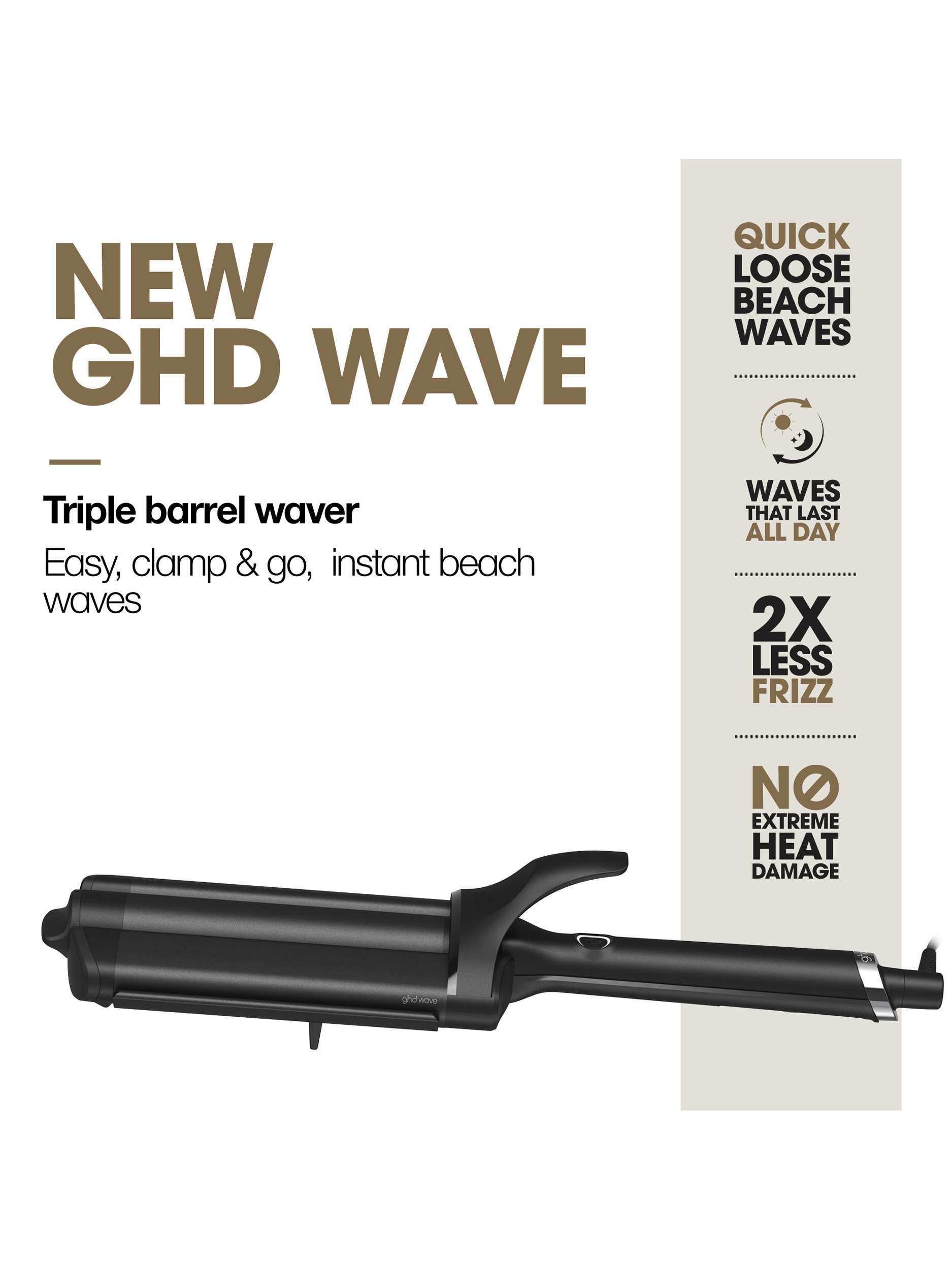 Triple Barrel Wave Hair Styler, Black