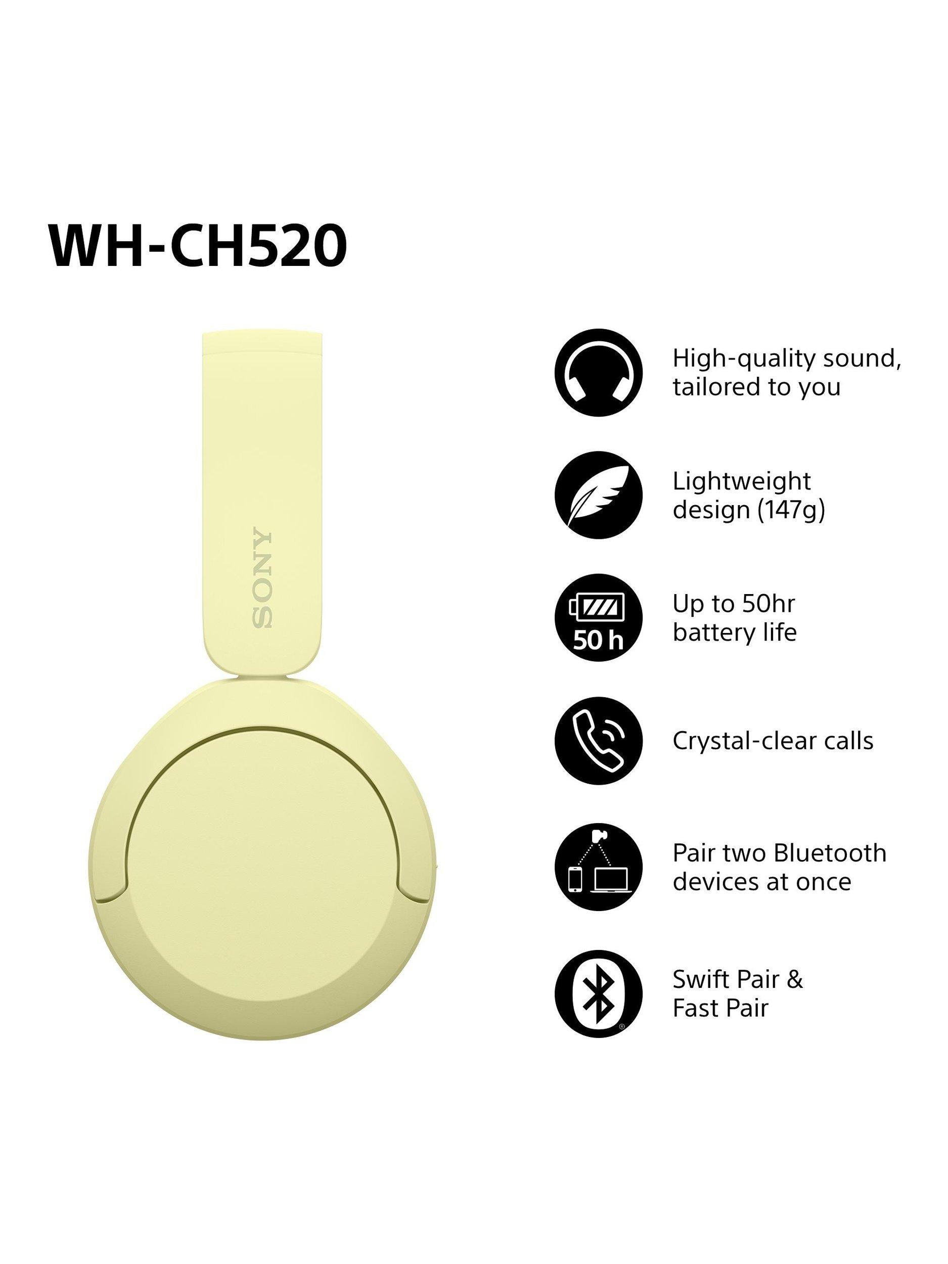 WH-CH520 Bluetooth Wireless On-Ear Headphones with Mic/Remote
