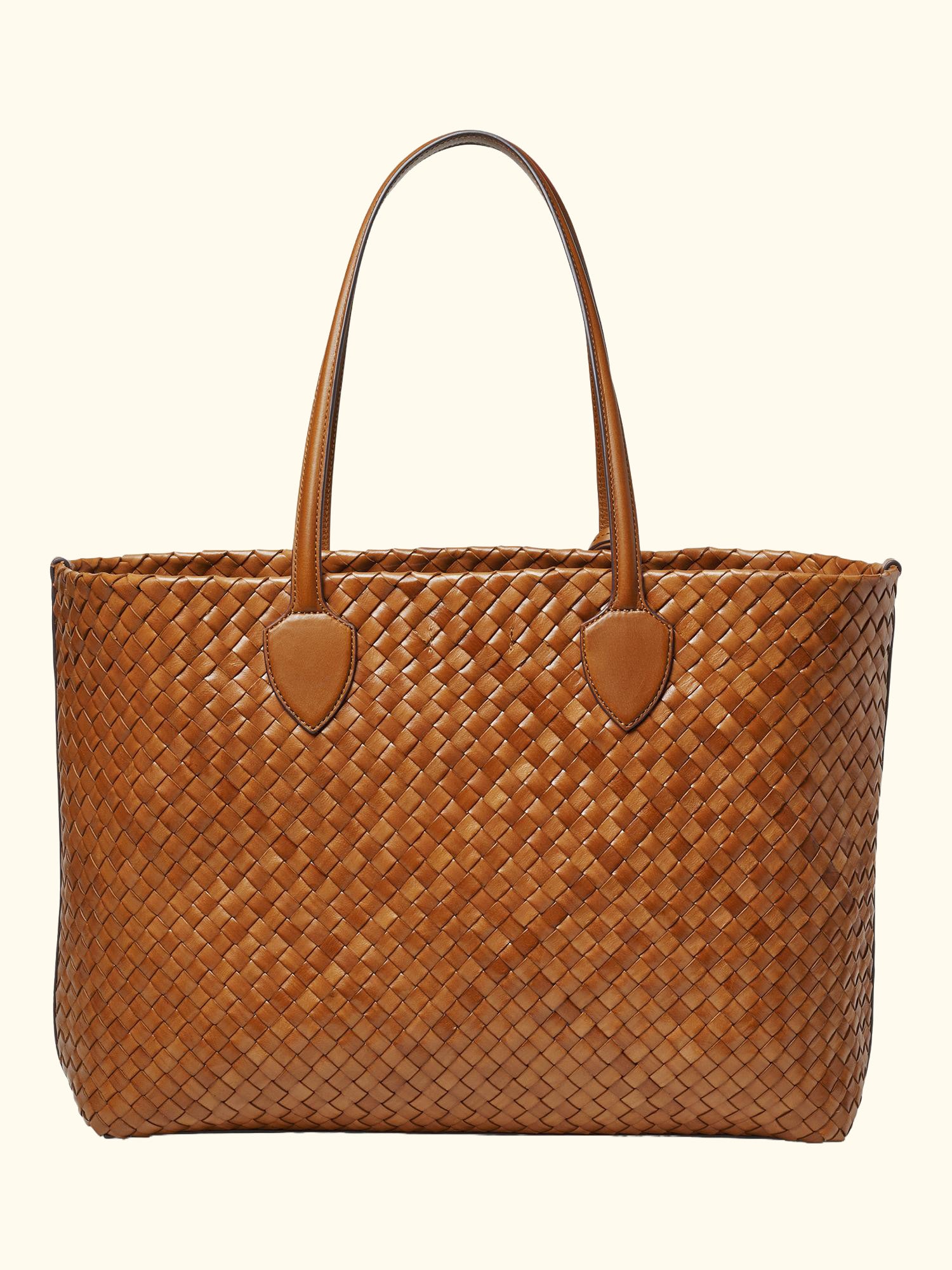 Island Woven Leather Large Tote Bag, Tan