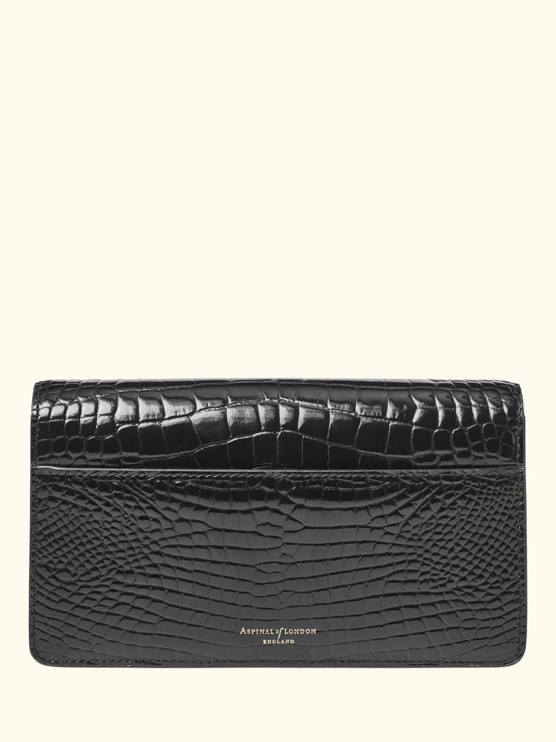 Mayfair Leather Patent Croc Clutch Bag, Black