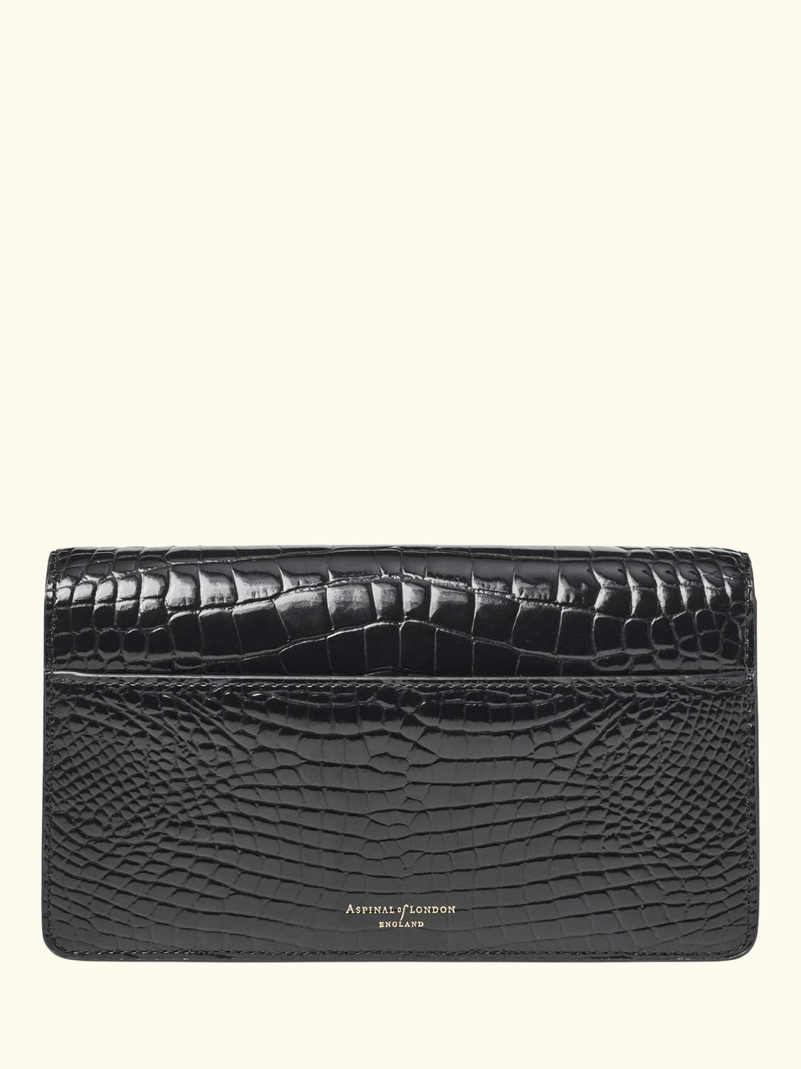 Mayfair Leather Patent Croc Clutch Bag, Black