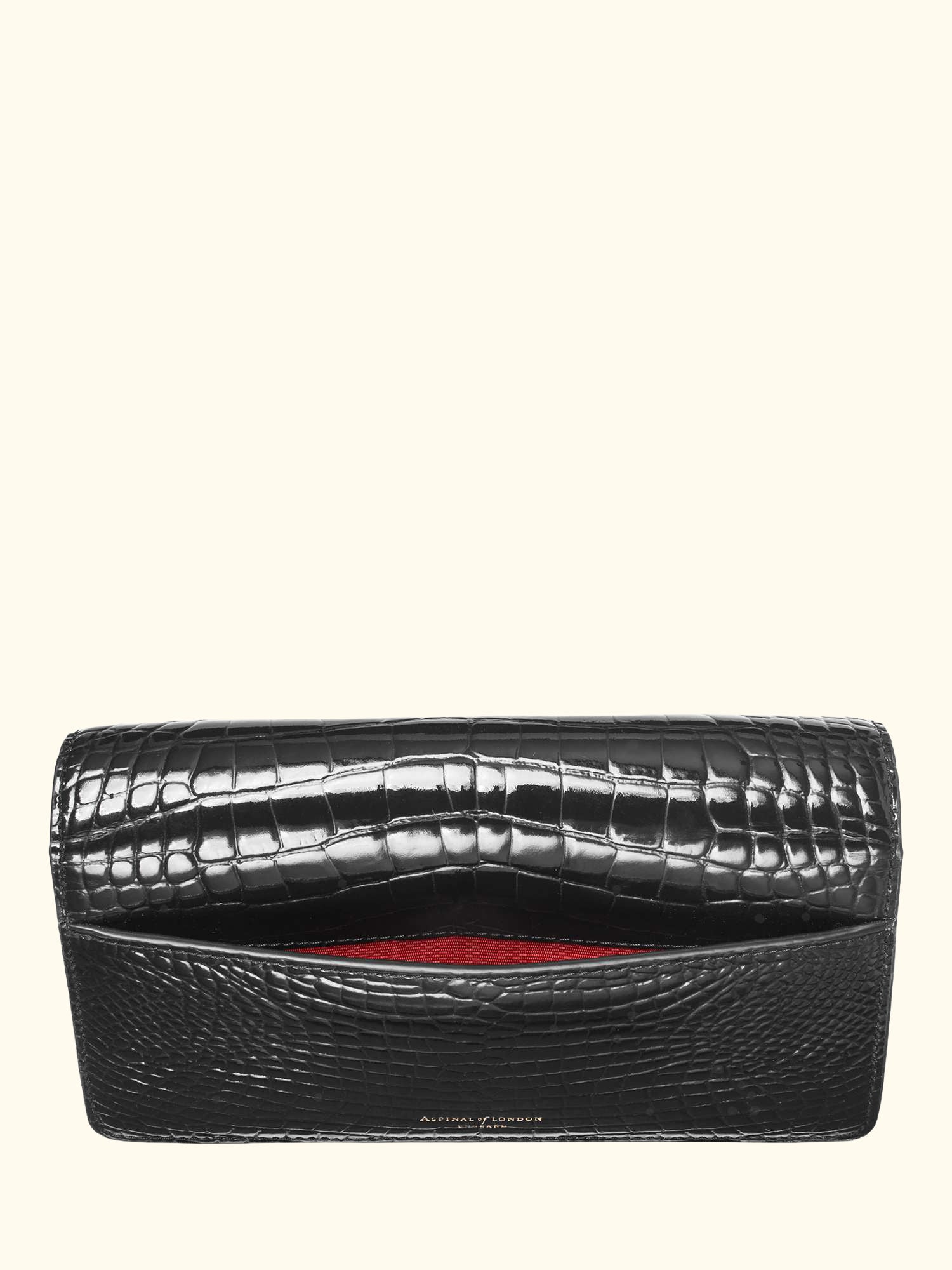 Mayfair Leather Patent Croc Clutch Bag, Black