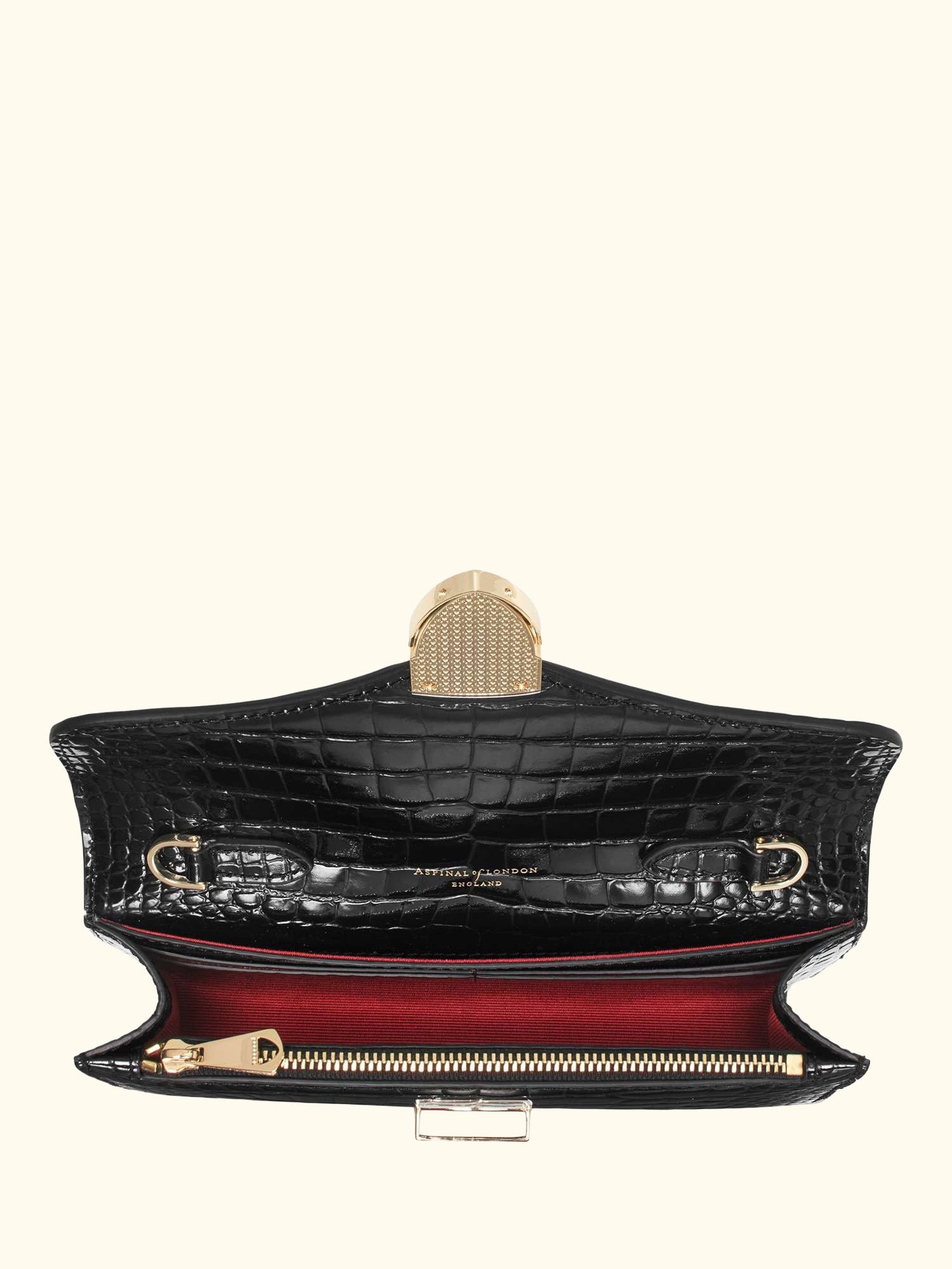 Mayfair Leather Patent Croc Clutch Bag, Black