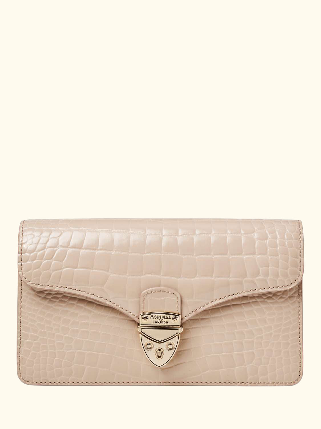 Mayfair Leather Patent Croc Clutch Bag, Taupe