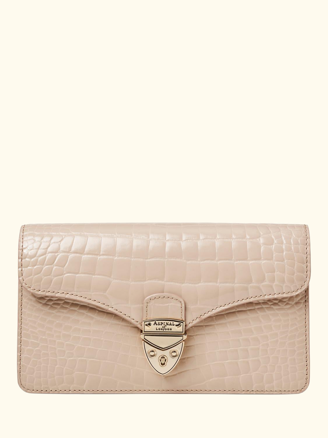 Mayfair Leather Patent Croc Clutch Bag, Taupe