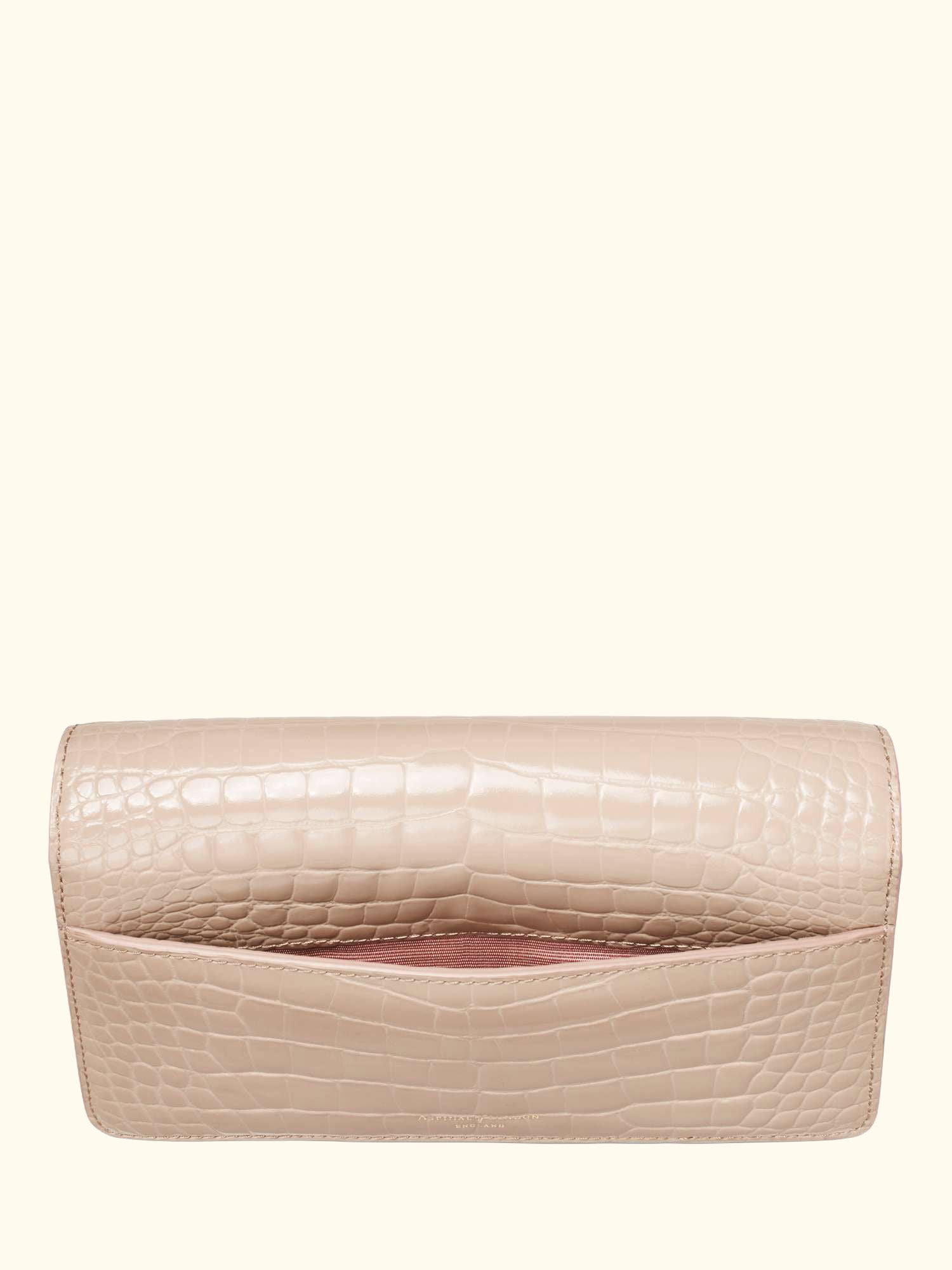 Mayfair Leather Patent Croc Clutch Bag, Taupe