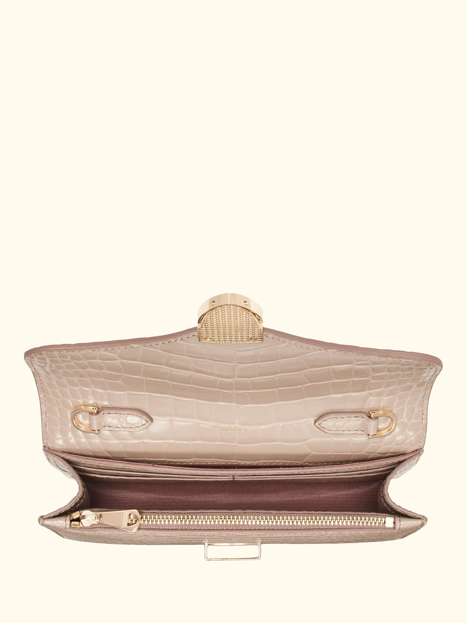 Mayfair Leather Patent Croc Clutch Bag, Taupe