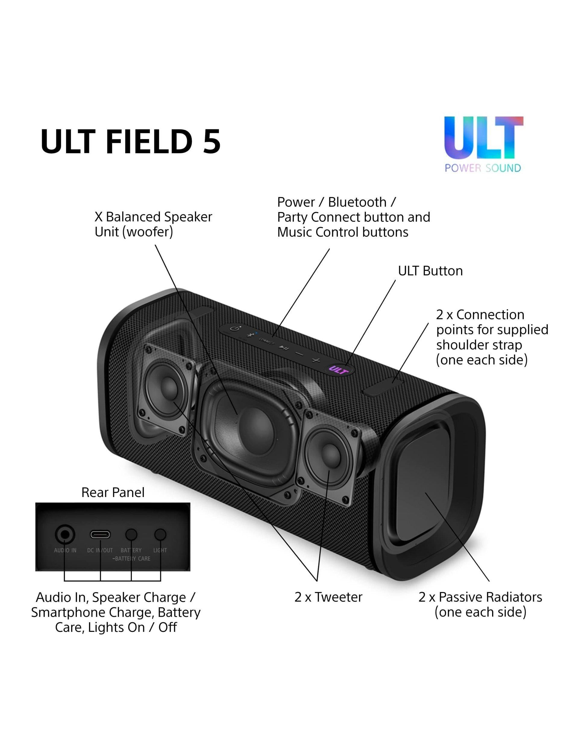 SRS-ULT50 ULT Field 5 Waterproof Bluetooth Portable Speaker with ULT POWER SOUND & LED Lighting