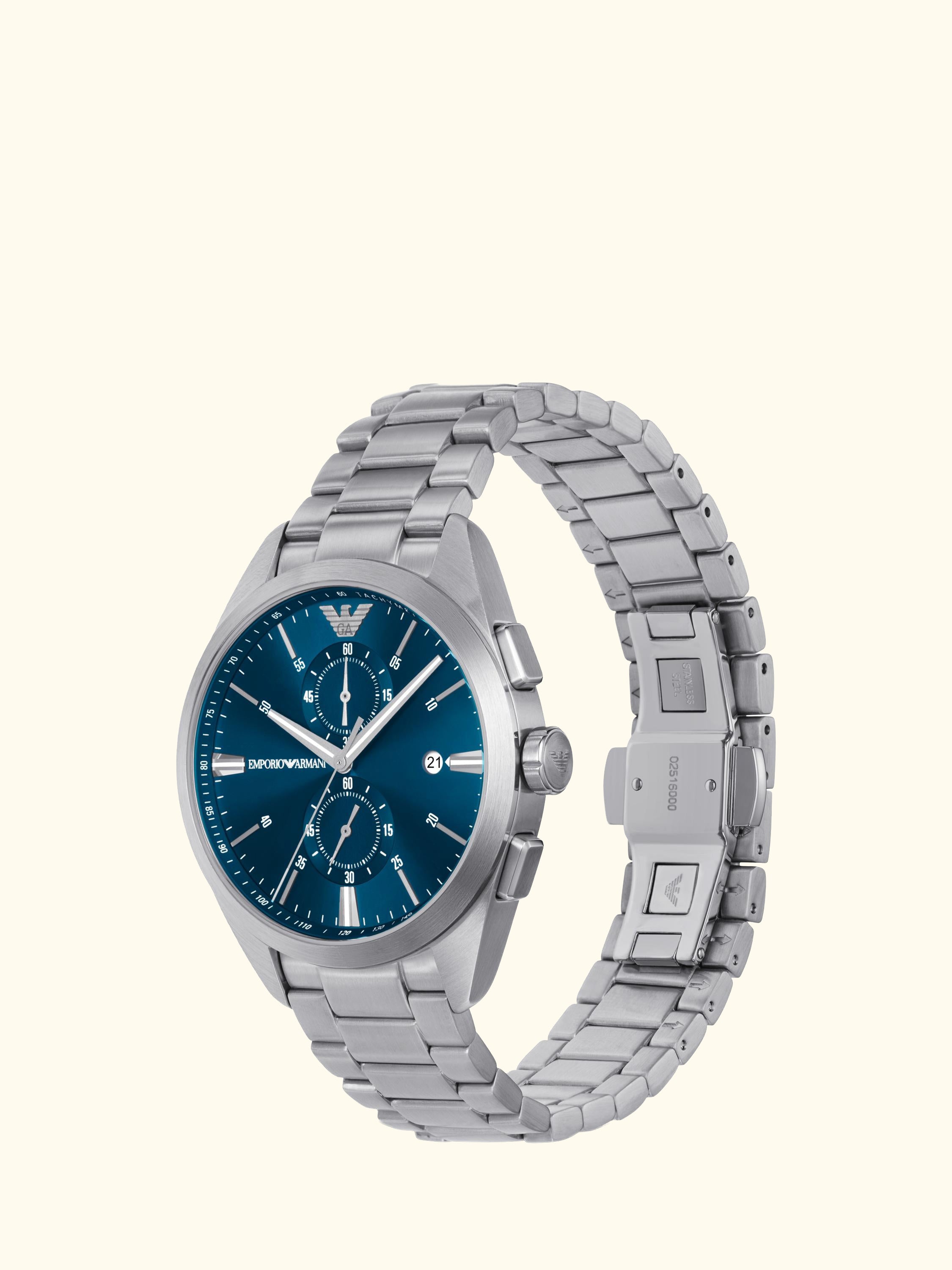 AR11541 Men's Bracelet Watch, Silver And Blue