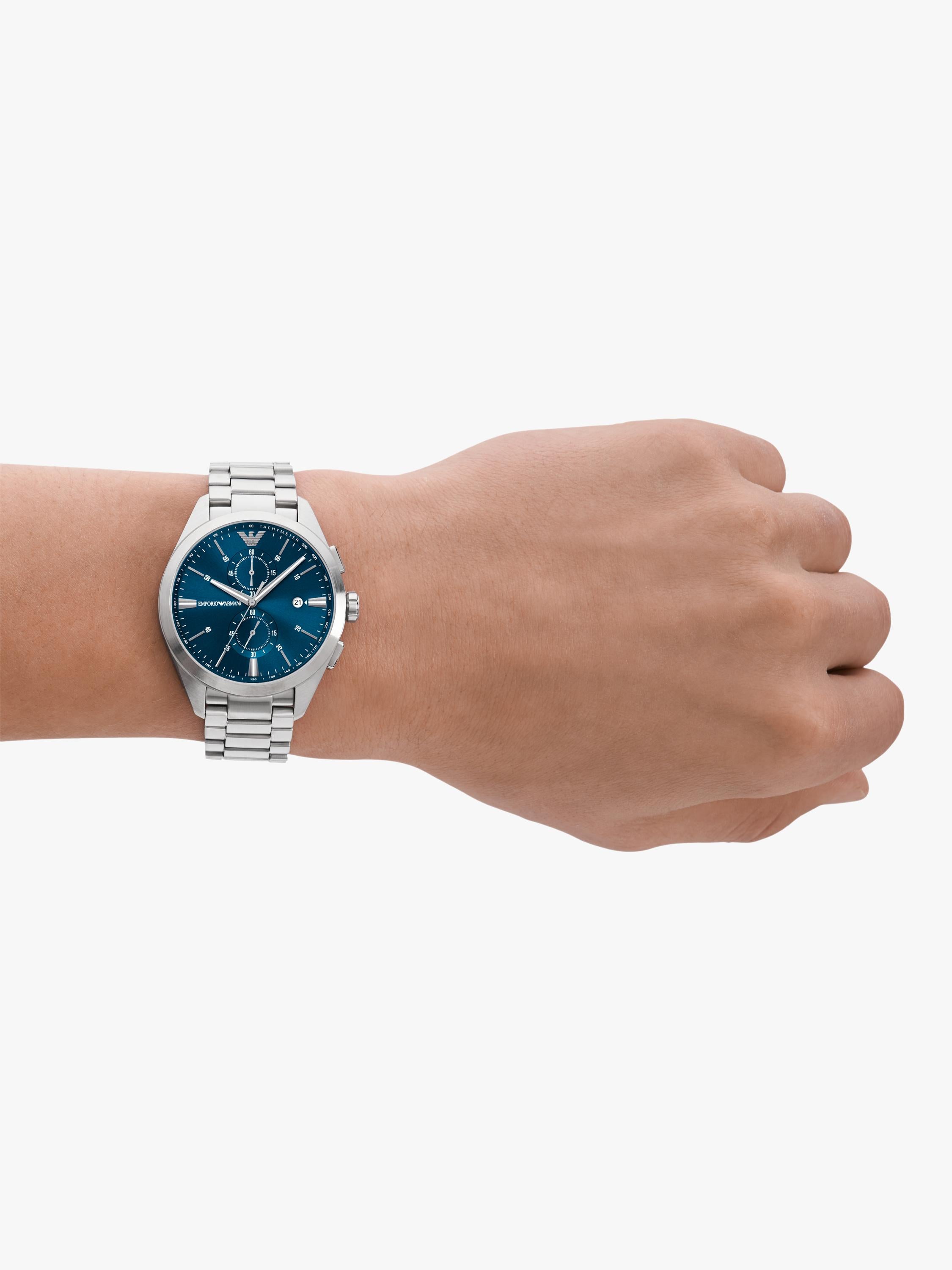 AR11541 Men's Bracelet Watch, Silver And Blue