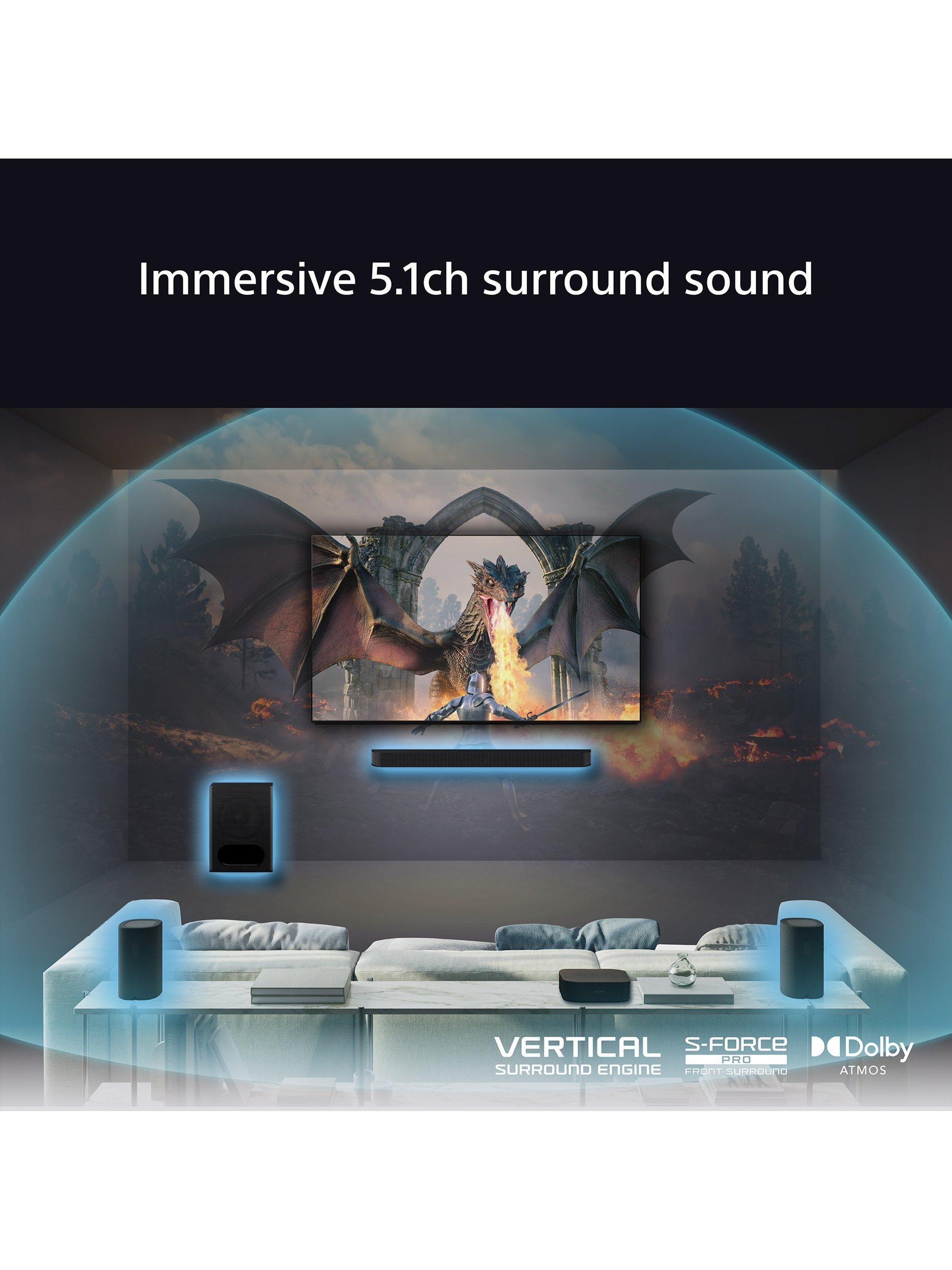Bravia Theatre System 6 HT-S60 Bluetooth Soundbar with Wireless Subwoofer & Rear Speakers, Dolby Atmos & DTS:X, Black