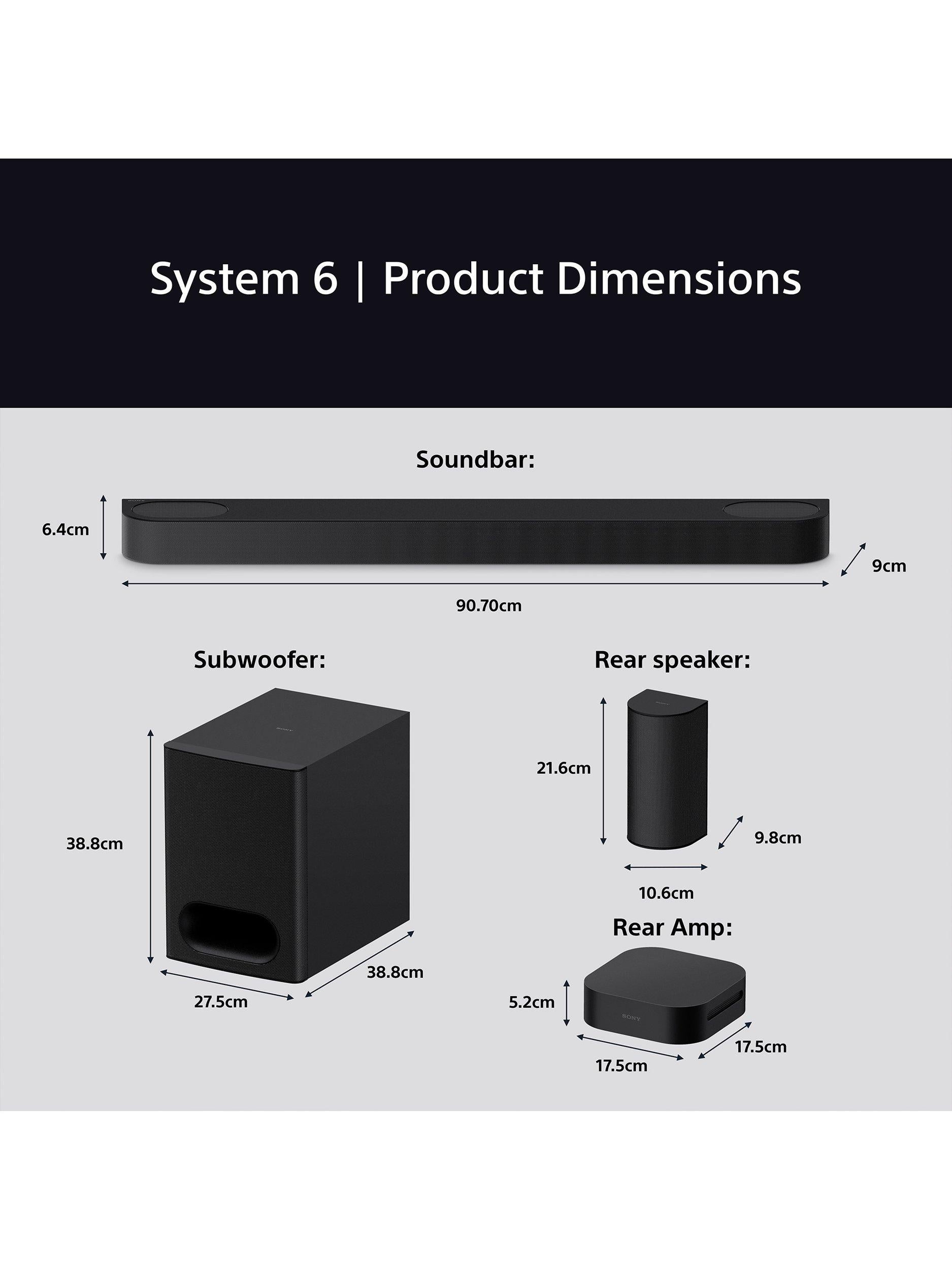 Bravia Theatre System 6 HT-S60 Bluetooth Soundbar with Wireless Subwoofer & Rear Speakers, Dolby Atmos & DTS:X, Black
