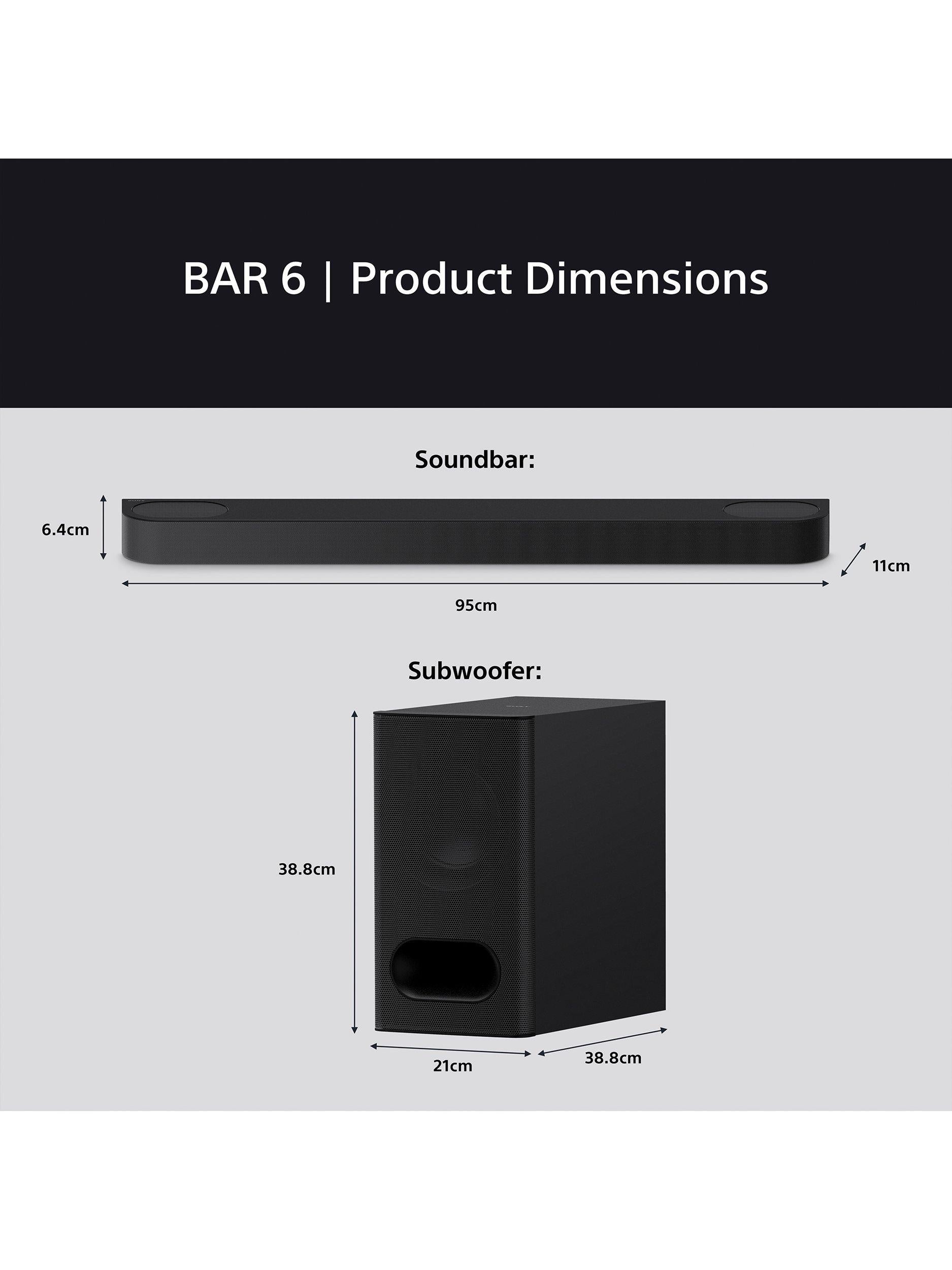 Bravia Theatre Bar 6 HT-B600 Bluetooth Soundbar with Wireless Subwoofer, Dolby Atmos & DTS:X, Black