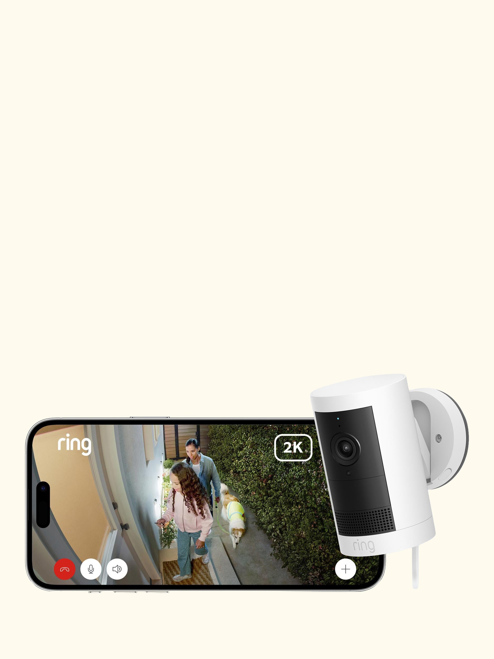 Outdoor Camera Plus Plug-in Smart Security Camera with Built-in Wi-Fi, White