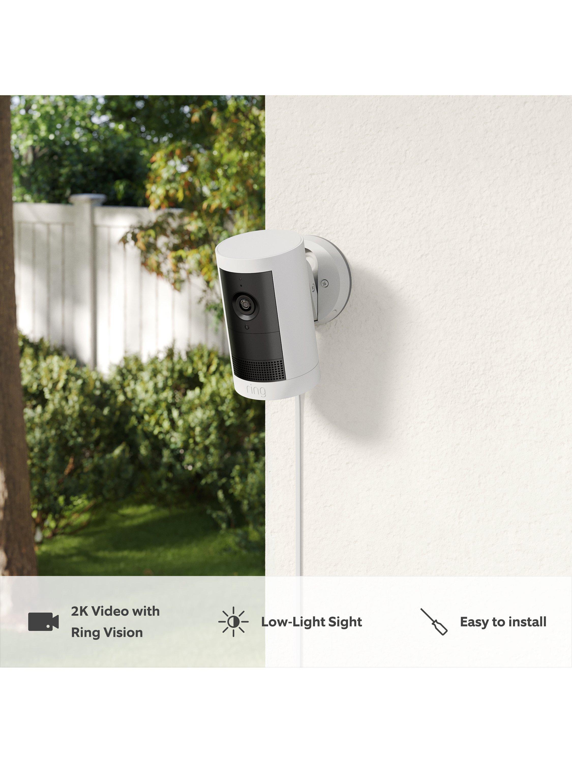 Outdoor Camera Plus Plug-in Smart Security Camera with Built-in Wi-Fi, White
