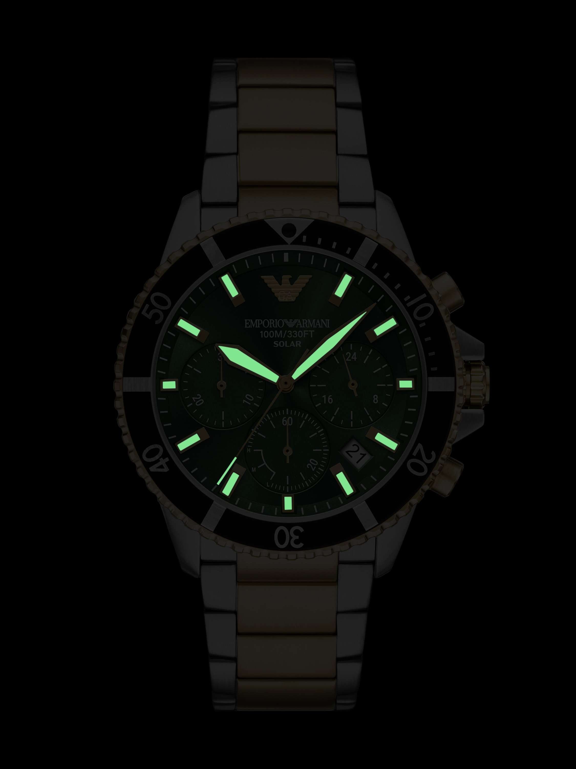 AR11695 Men's World Explorer Solar Bracelet Watch, Green