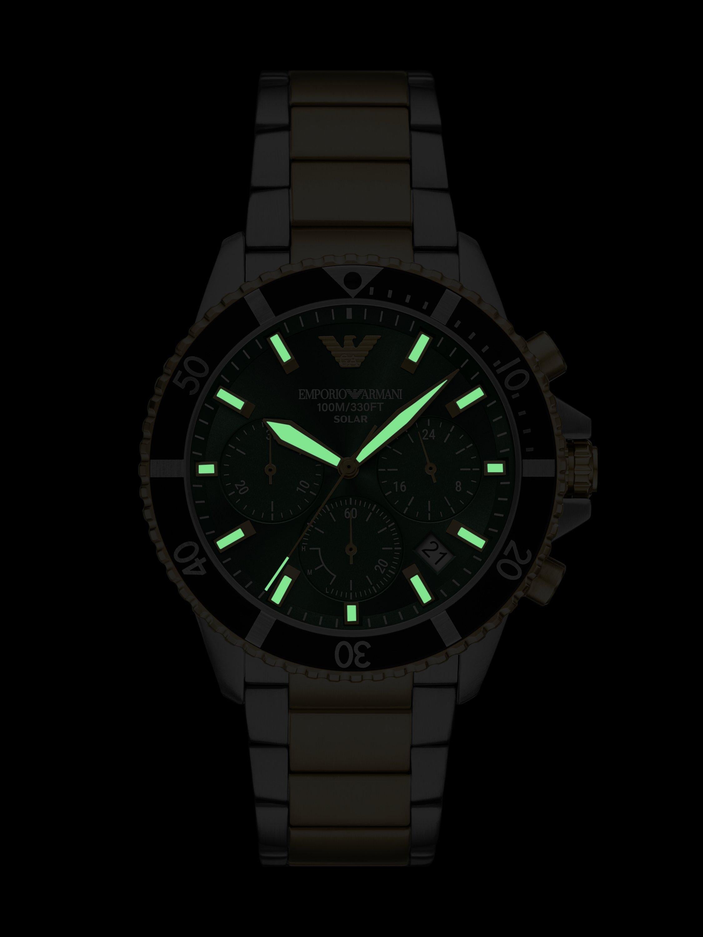 AR11695 Men's World Explorer Solar Bracelet Watch, Green