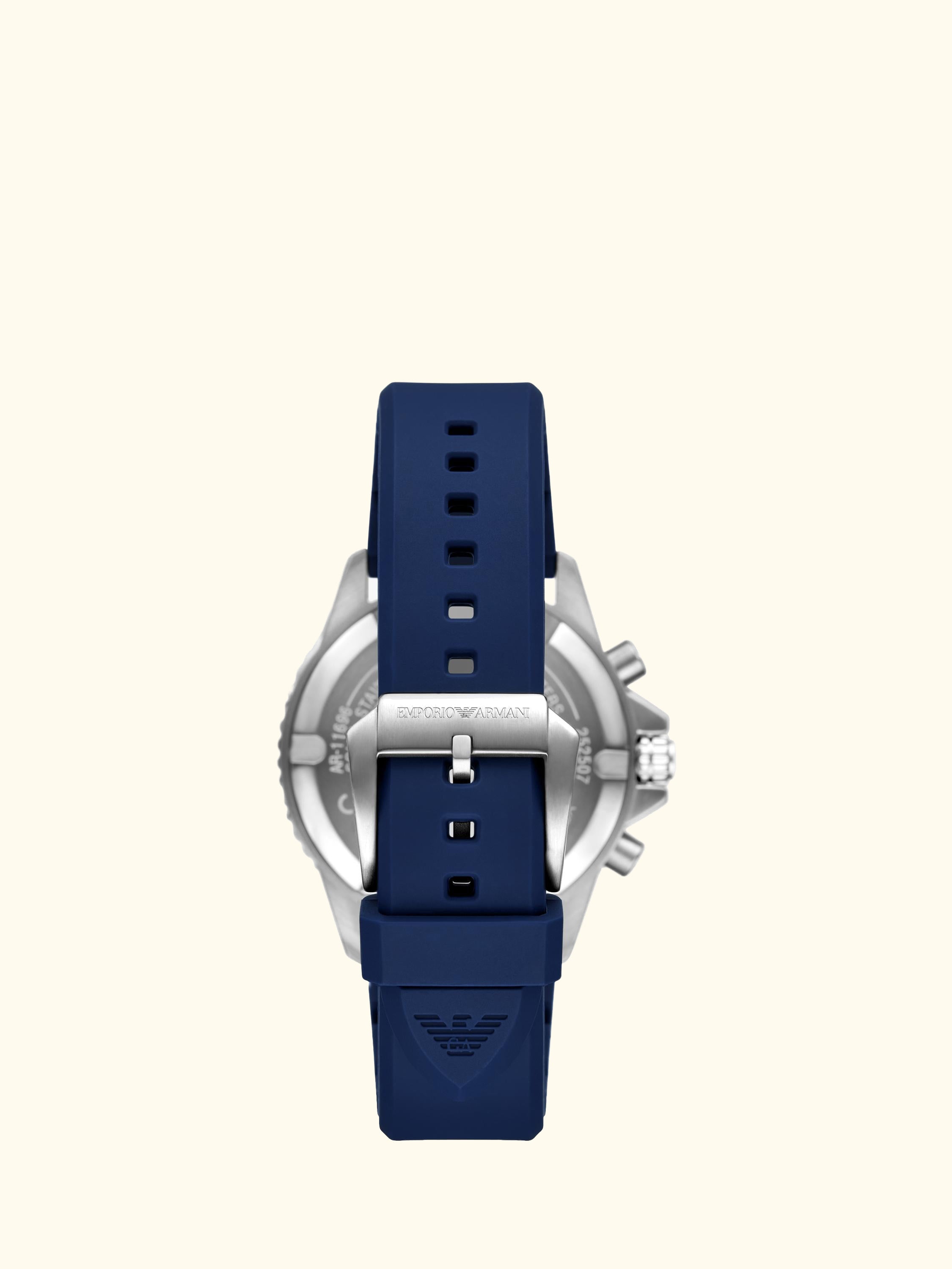 AR11696 Men's World Explorer Solar Silicone Watch, Blue