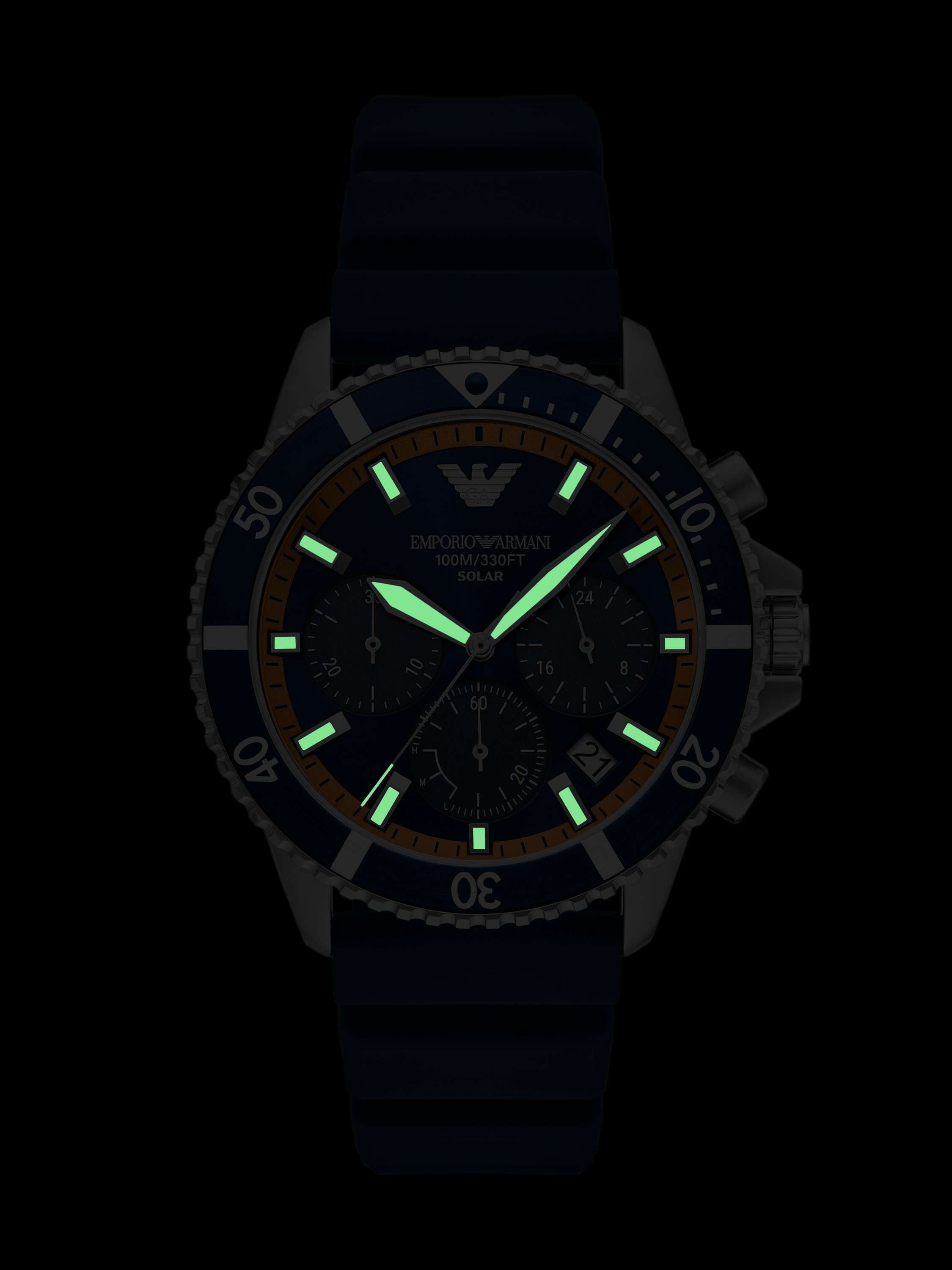 AR11696 Men's World Explorer Solar Silicone Watch, Blue