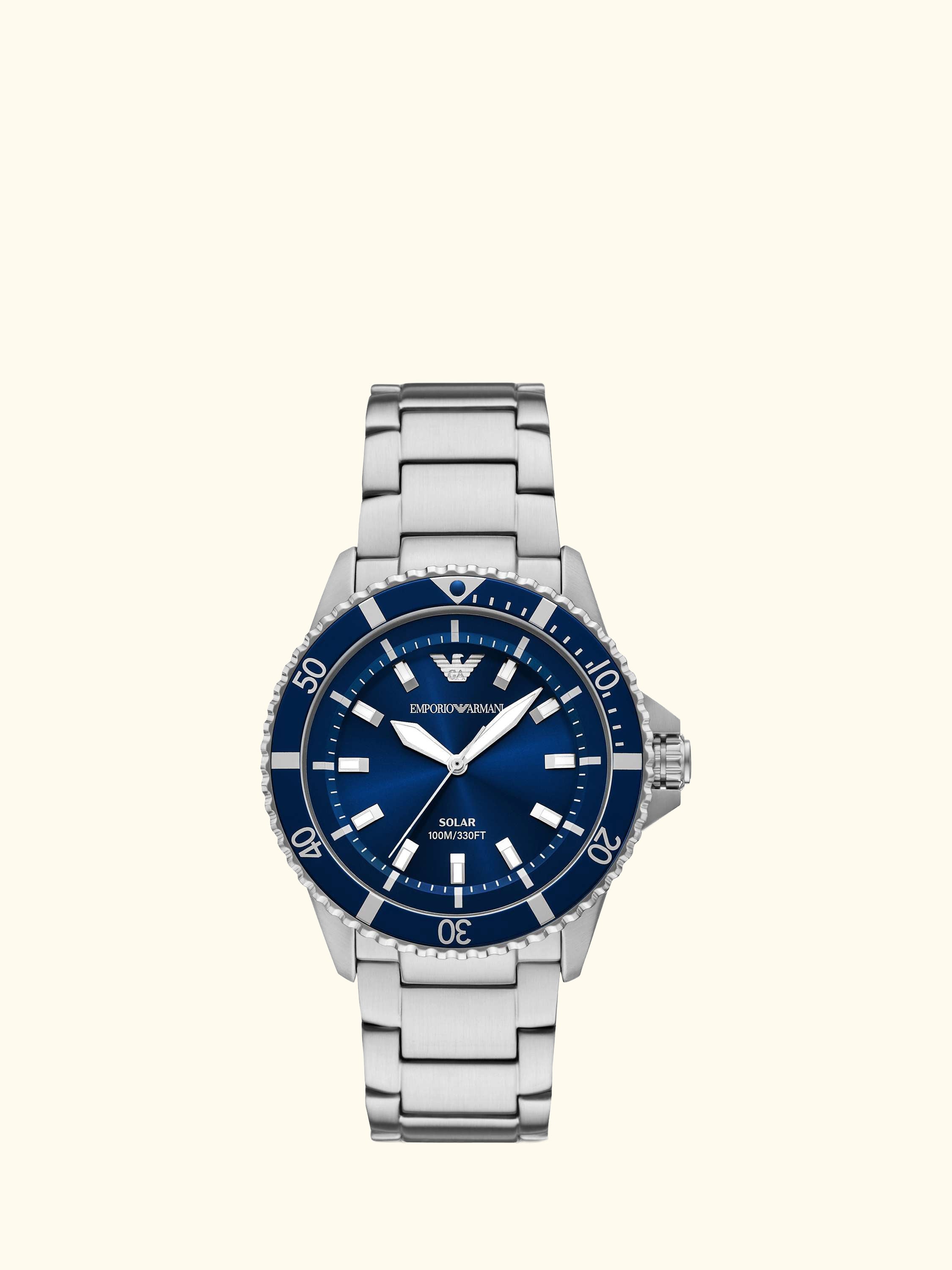 AR11697 Men's World Explorer Solar Bracelet Watch, Blue