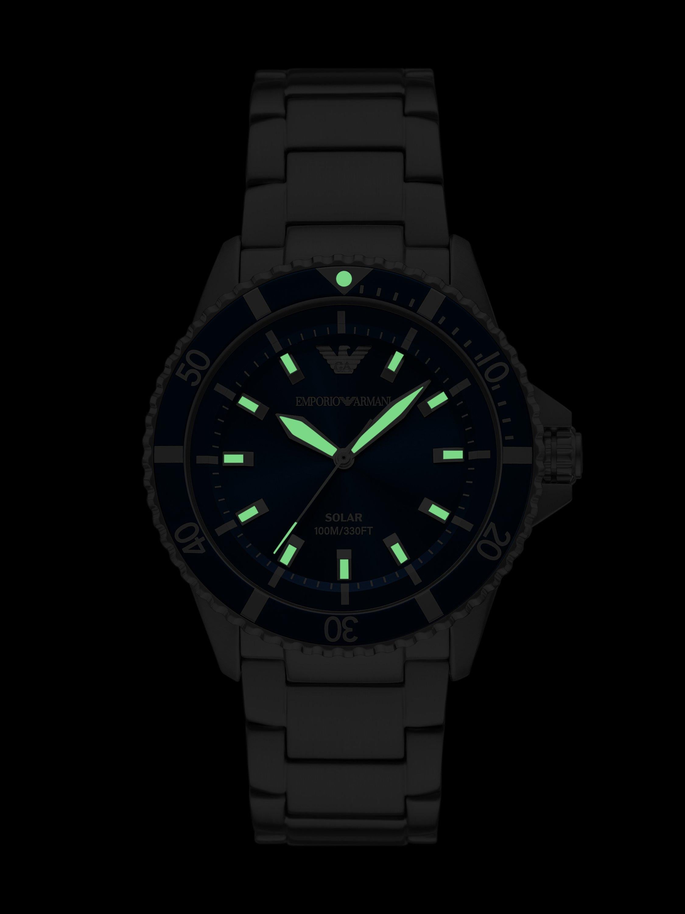 AR11697 Men's World Explorer Solar Bracelet Watch, Blue