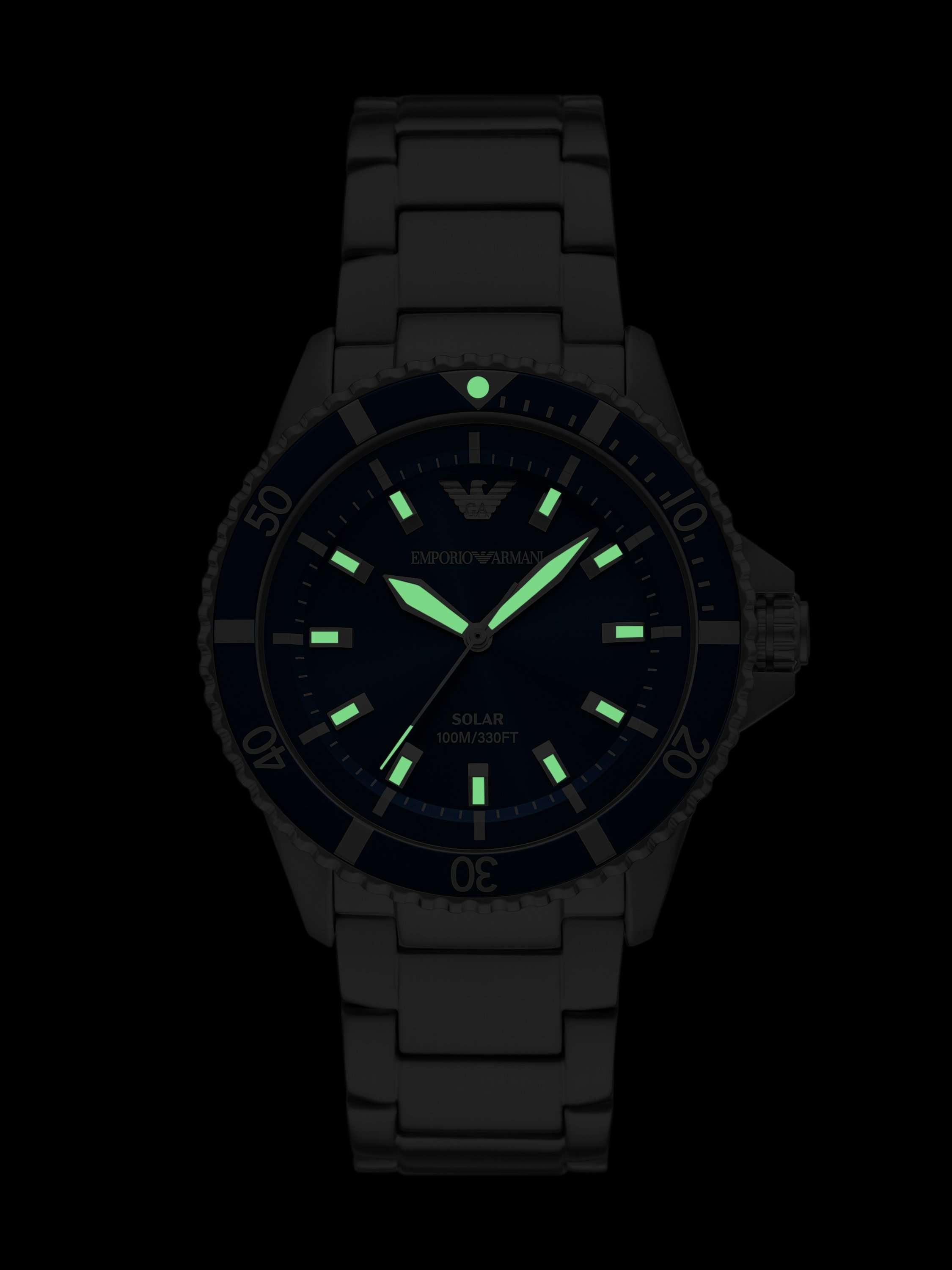 AR11697 Men's World Explorer Solar Bracelet Watch, Blue