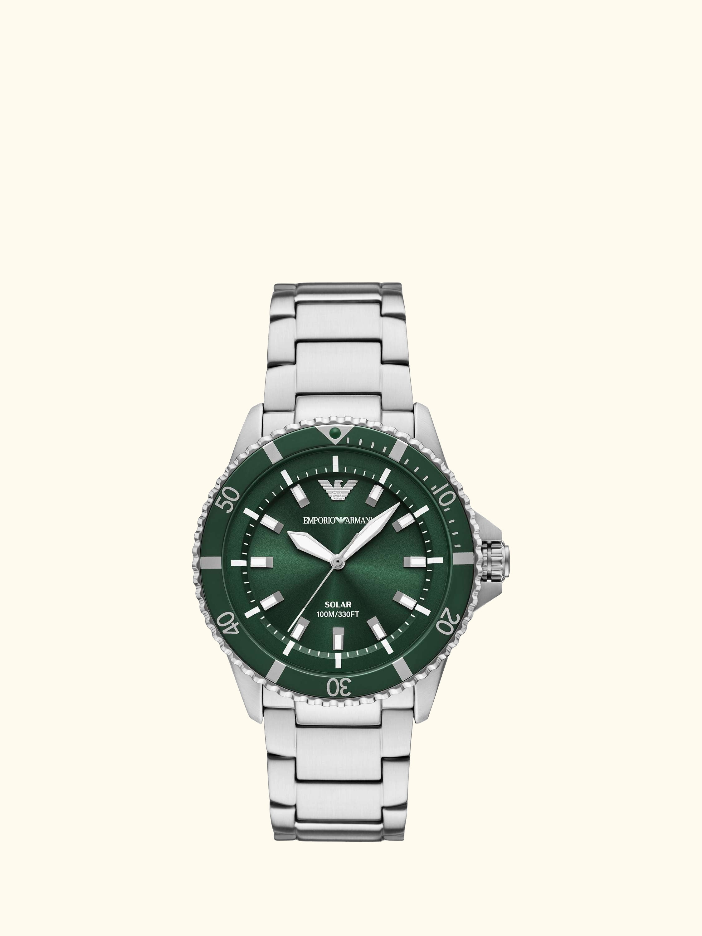 AR11698 Men's World Explorer Solar Bracelet Watch, Green