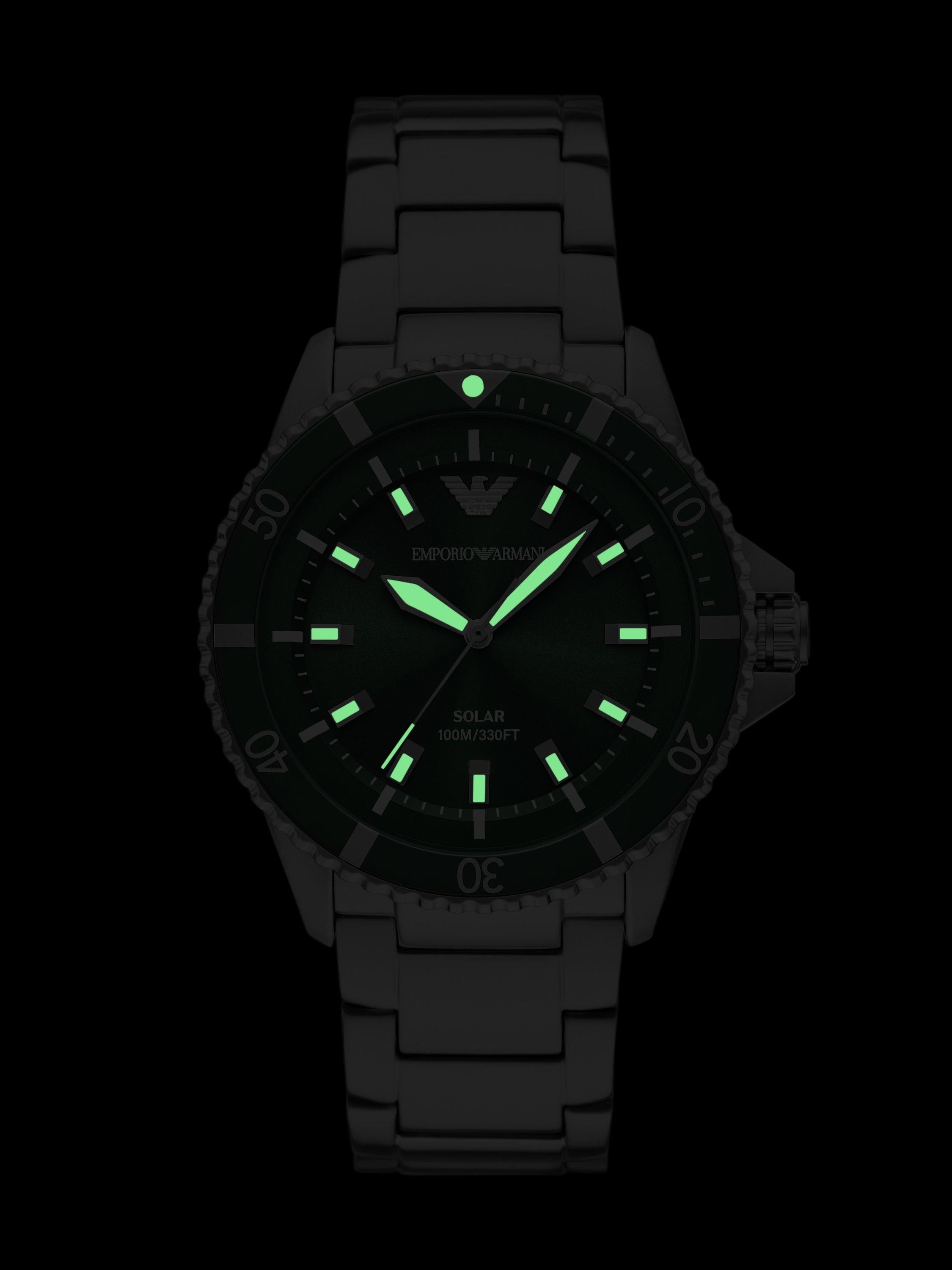AR11698 Men's World Explorer Solar Bracelet Watch, Green