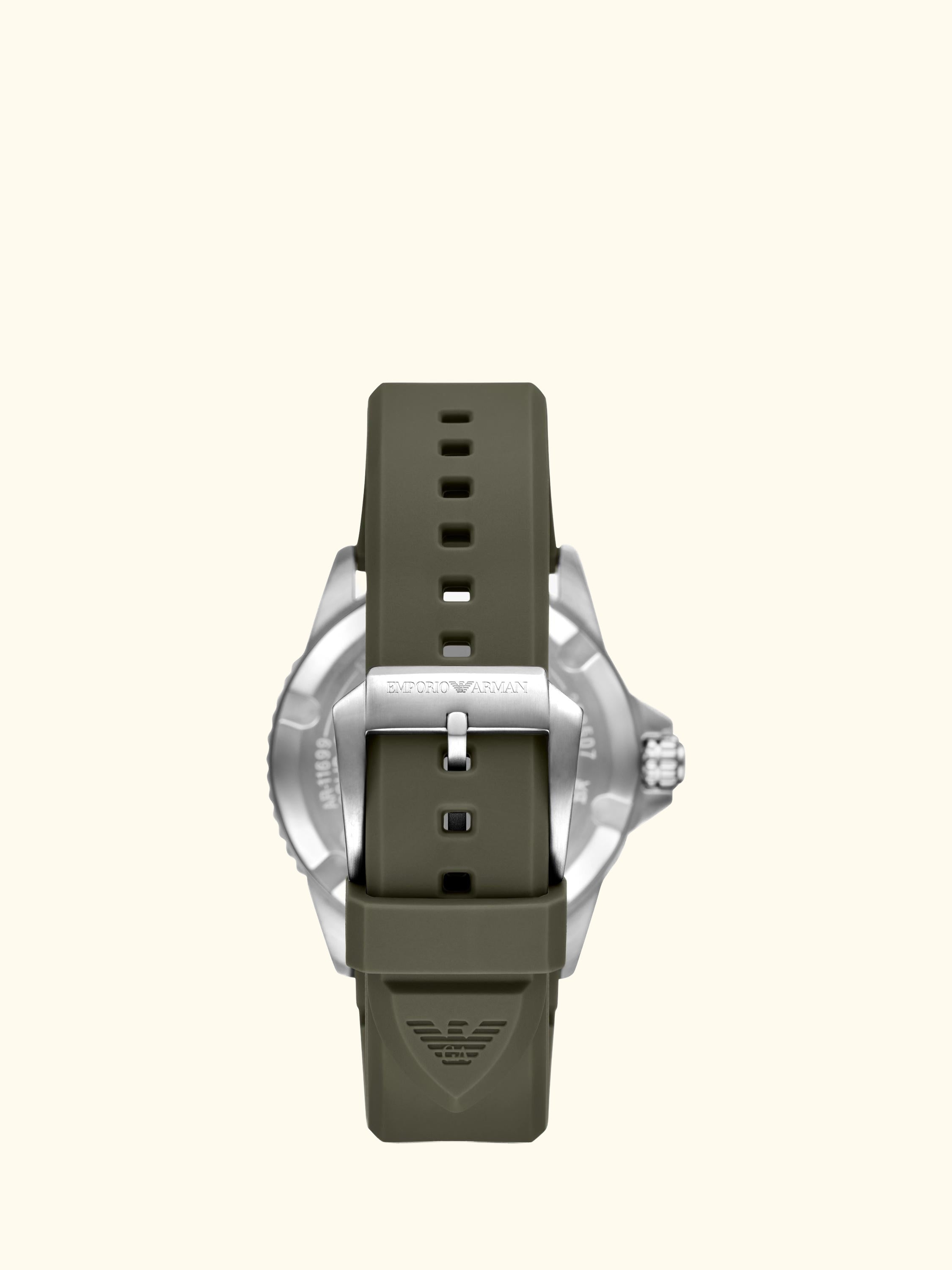 AR11699 Men's World Explorer Solar Silicone Watch, Green