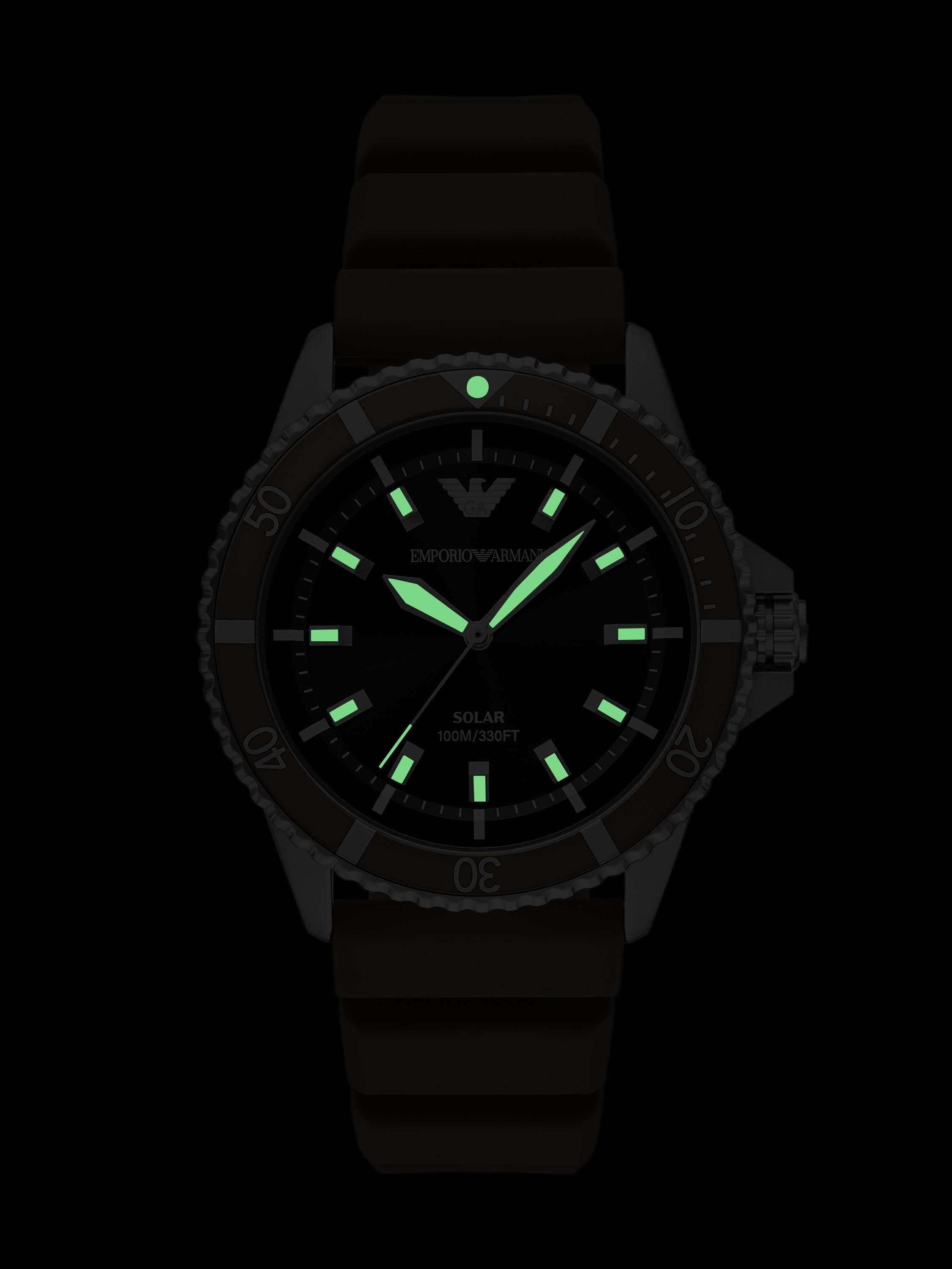AR11699 Men's World Explorer Solar Silicone Watch, Green