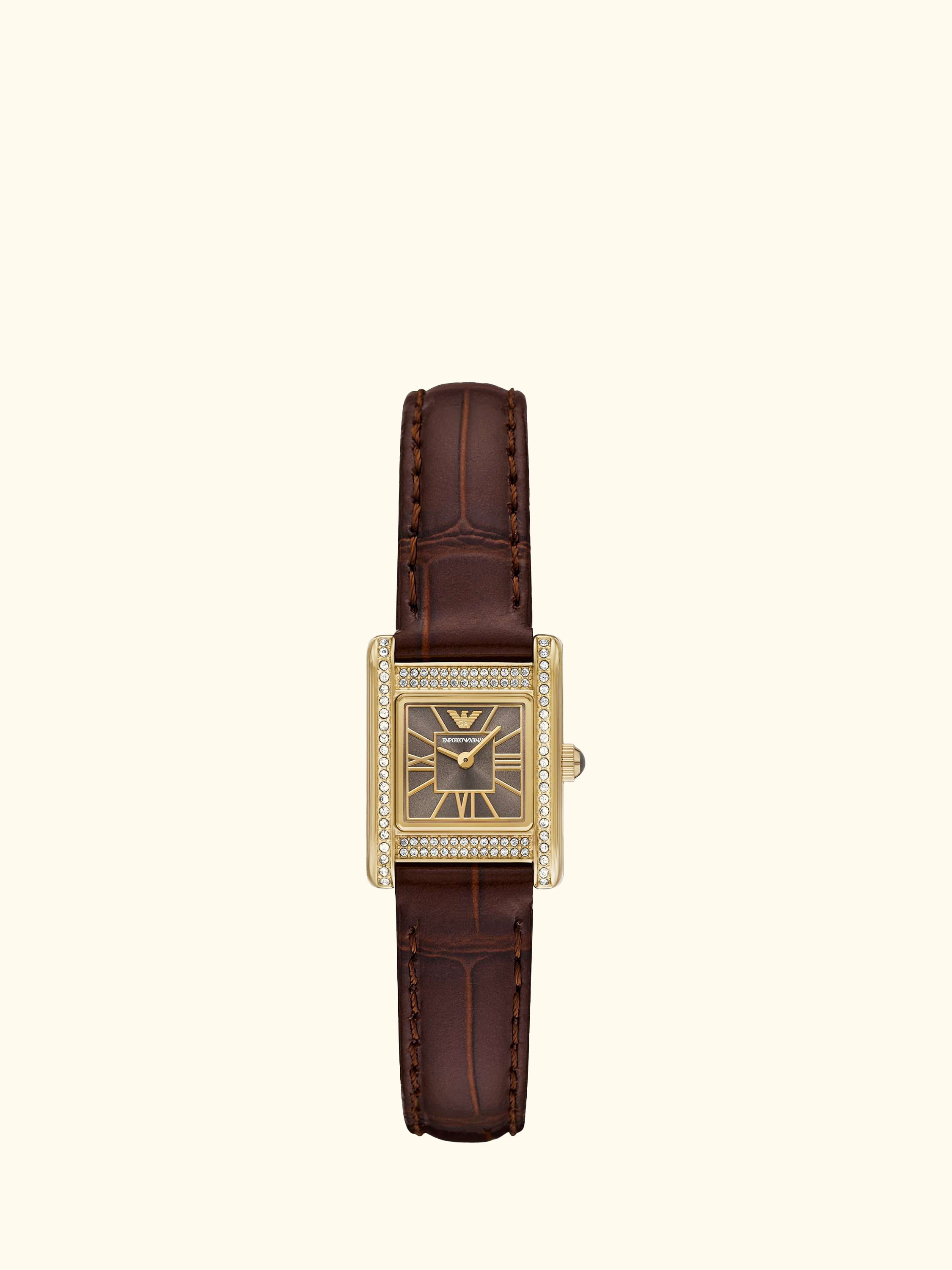 AR11705 Women's Crystal Leather Strap Watch, Brown