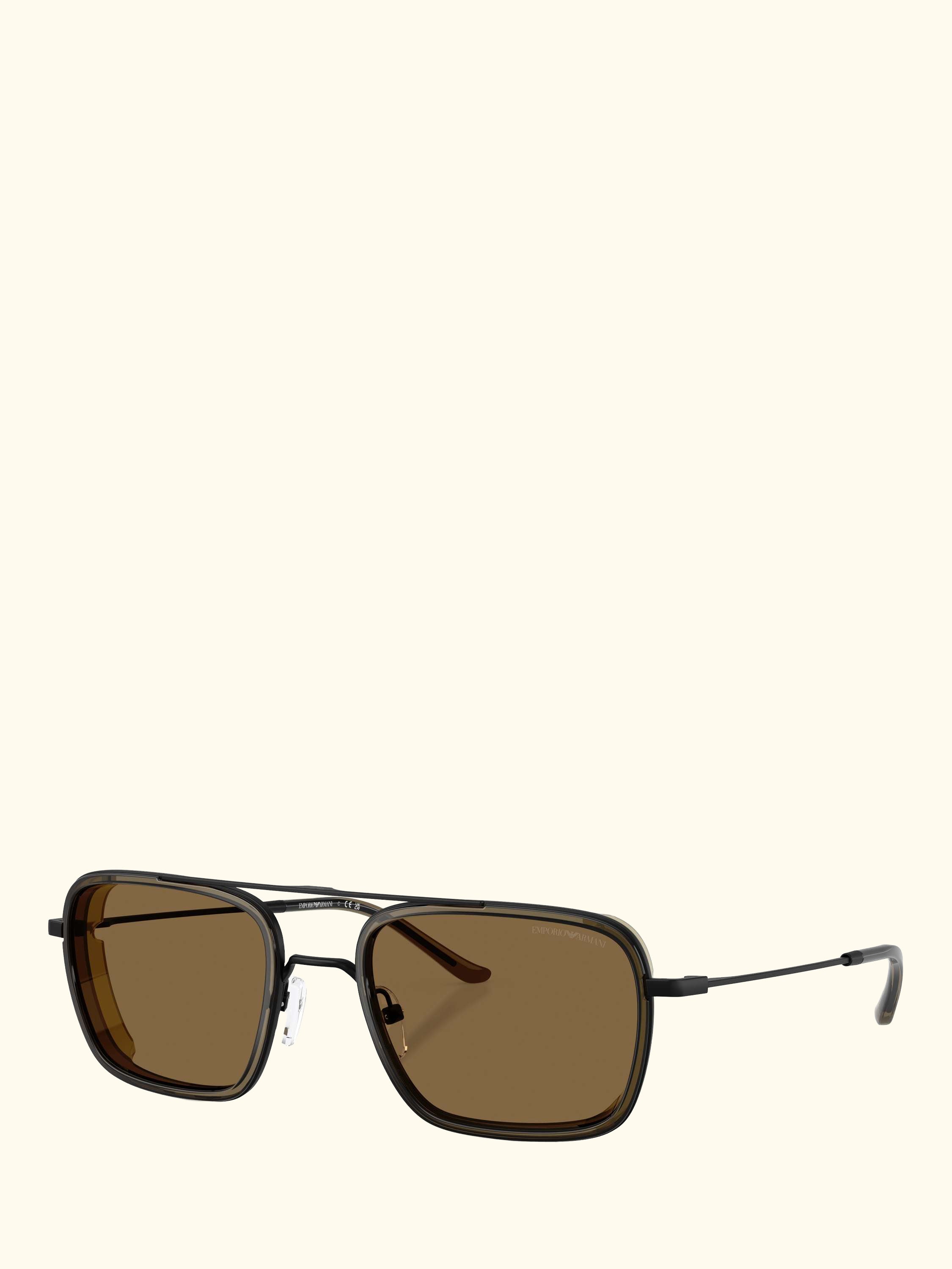 EA2162 Men's Square Sunglasses, Matte Black/Brown