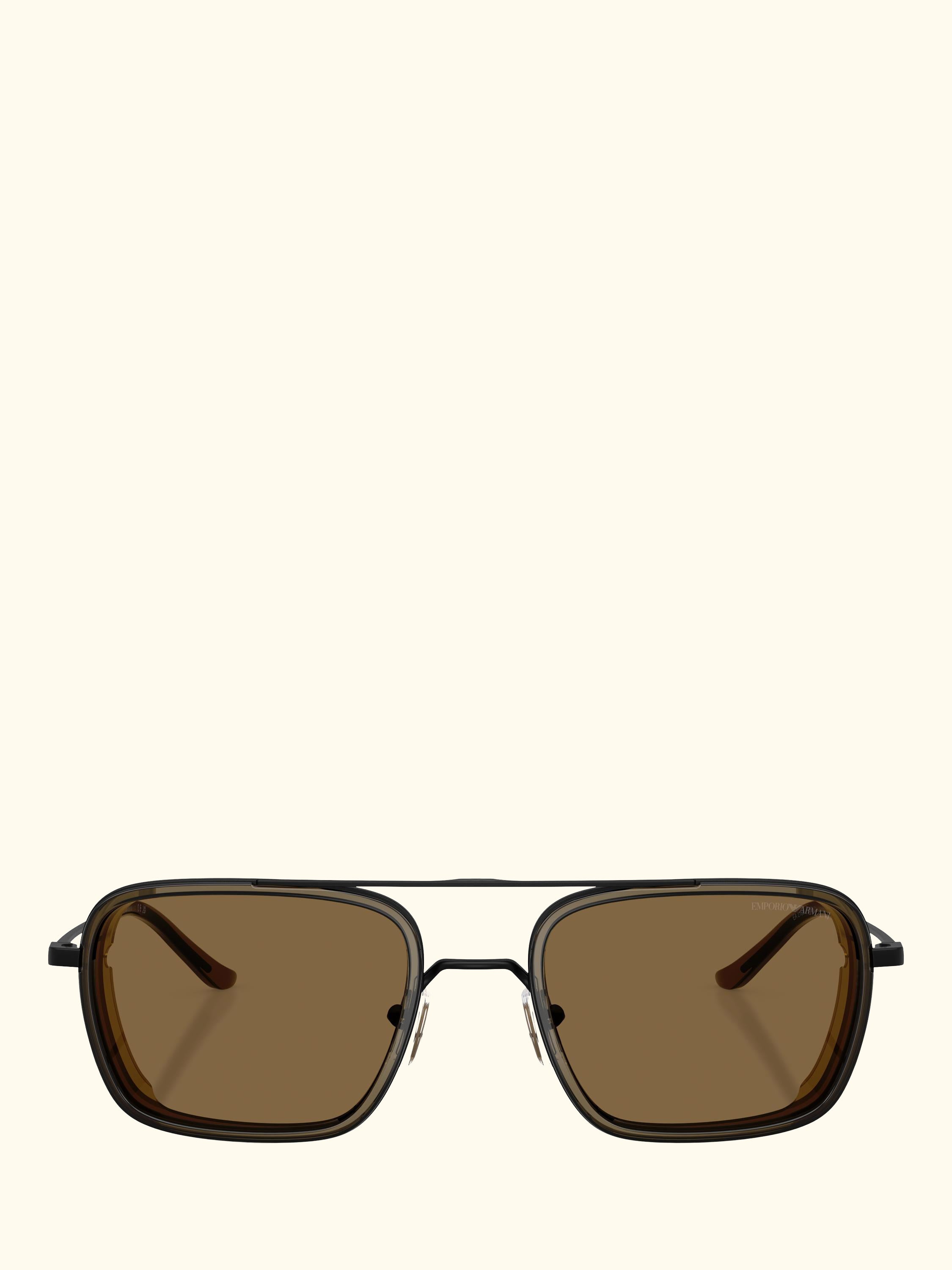 EA2162 Men's Square Sunglasses, Matte Black/Brown